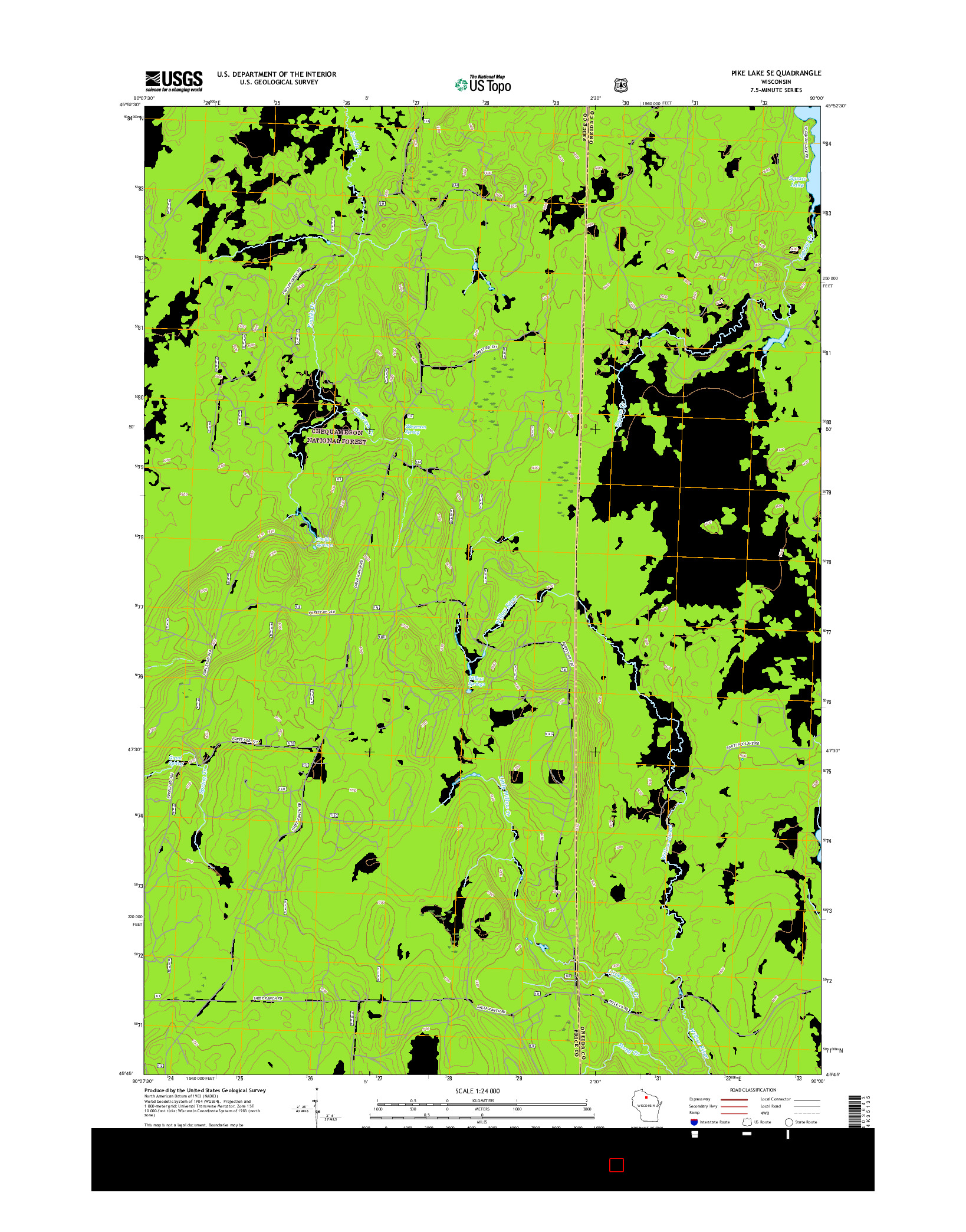 USGS US TOPO 7.5-MINUTE MAP FOR PIKE LAKE SE, WI 2015