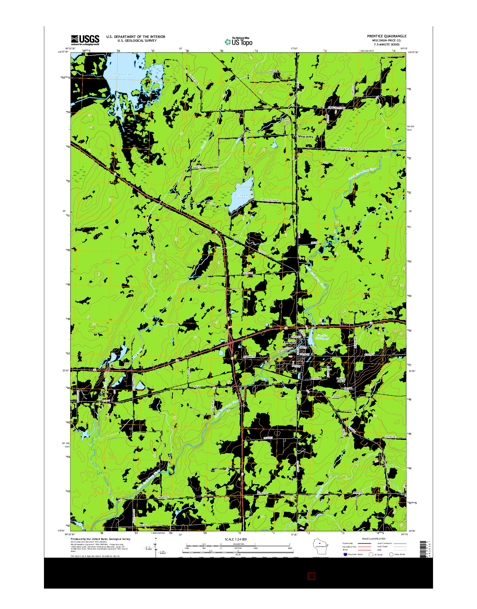 USGS US TOPO 7.5-MINUTE MAP FOR PRENTICE, WI 2015