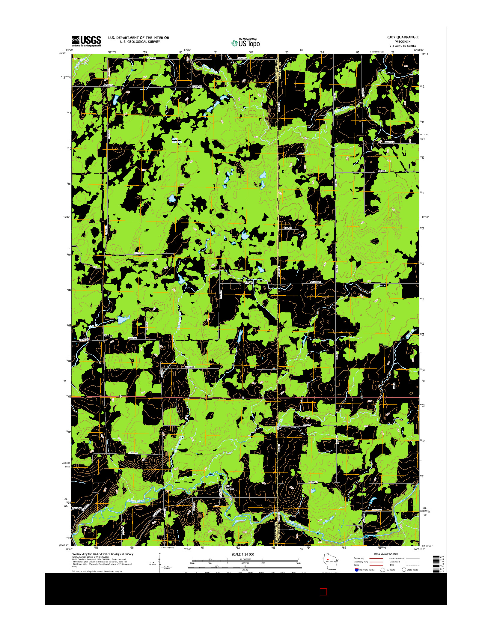 USGS US TOPO 7.5-MINUTE MAP FOR RUBY, WI 2015