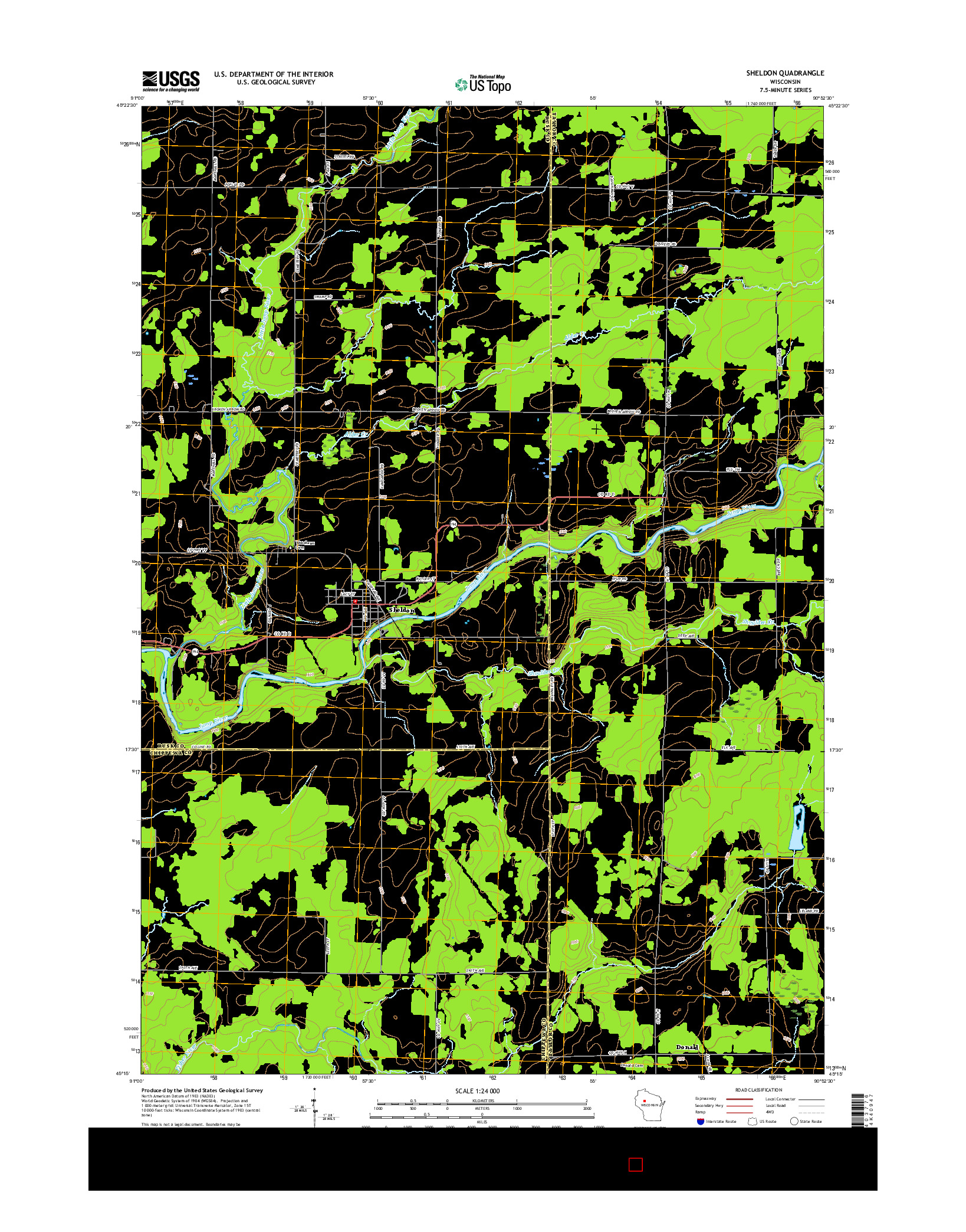 USGS US TOPO 7.5-MINUTE MAP FOR SHELDON, WI 2015