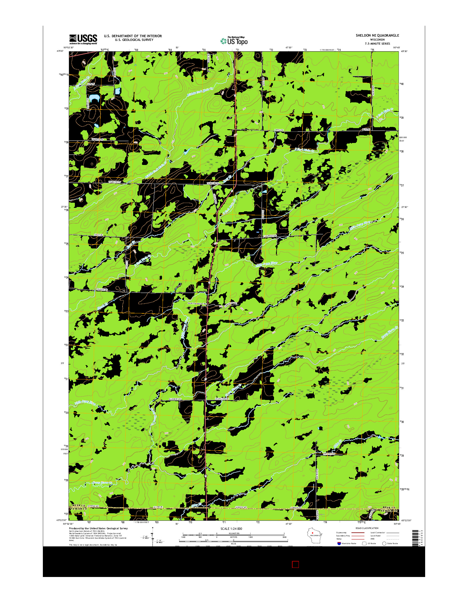 USGS US TOPO 7.5-MINUTE MAP FOR SHELDON NE, WI 2015