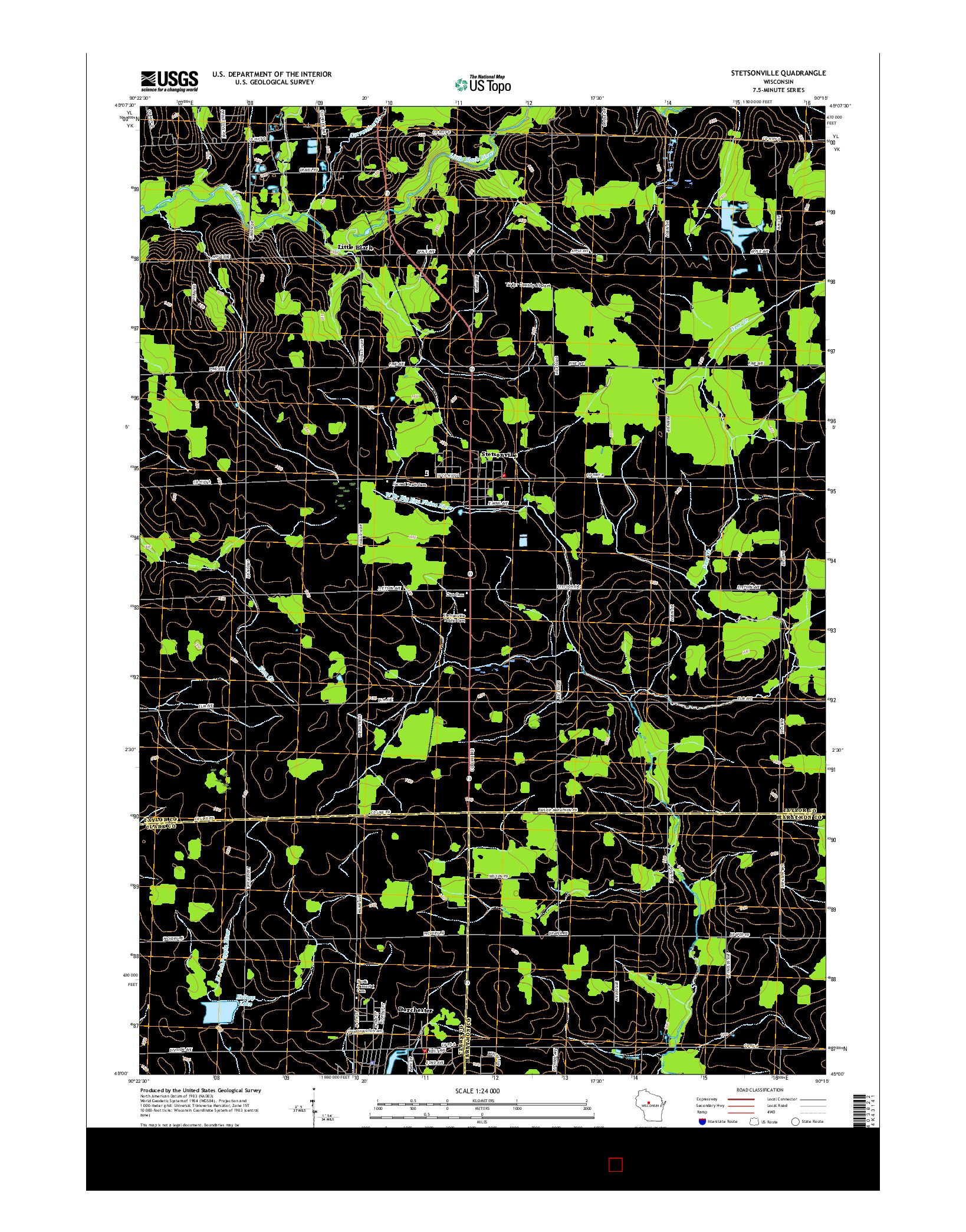 USGS US TOPO 7.5-MINUTE MAP FOR STETSONVILLE, WI 2015
