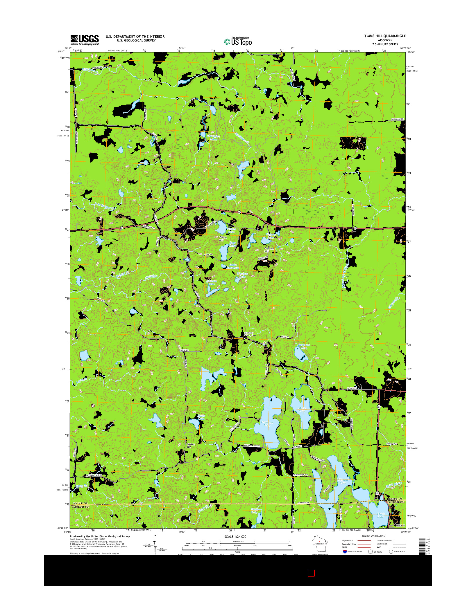 USGS US TOPO 7.5-MINUTE MAP FOR TIMMS HILL, WI 2015