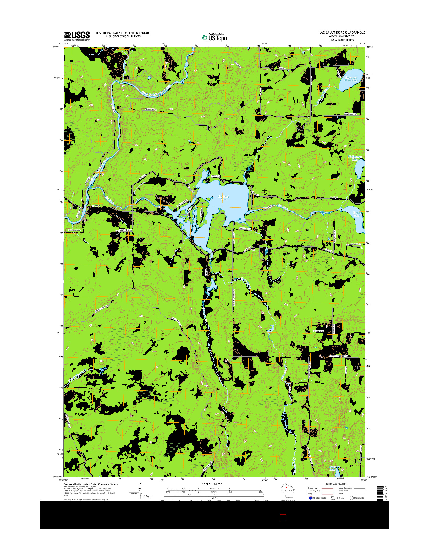 USGS US TOPO 7.5-MINUTE MAP FOR LAC SAULT DORE, WI 2015