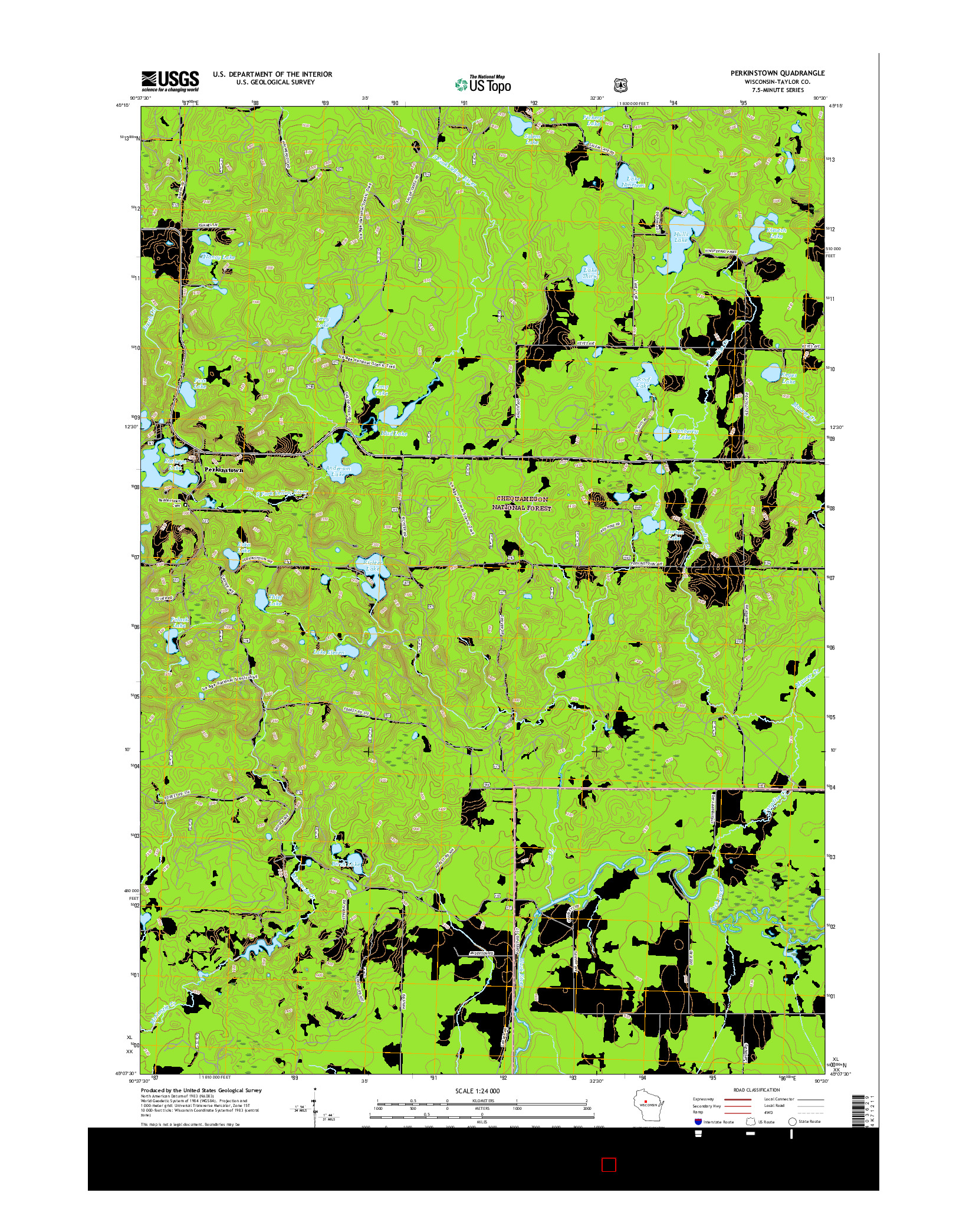 USGS US TOPO 7.5-MINUTE MAP FOR PERKINSTOWN, WI 2015