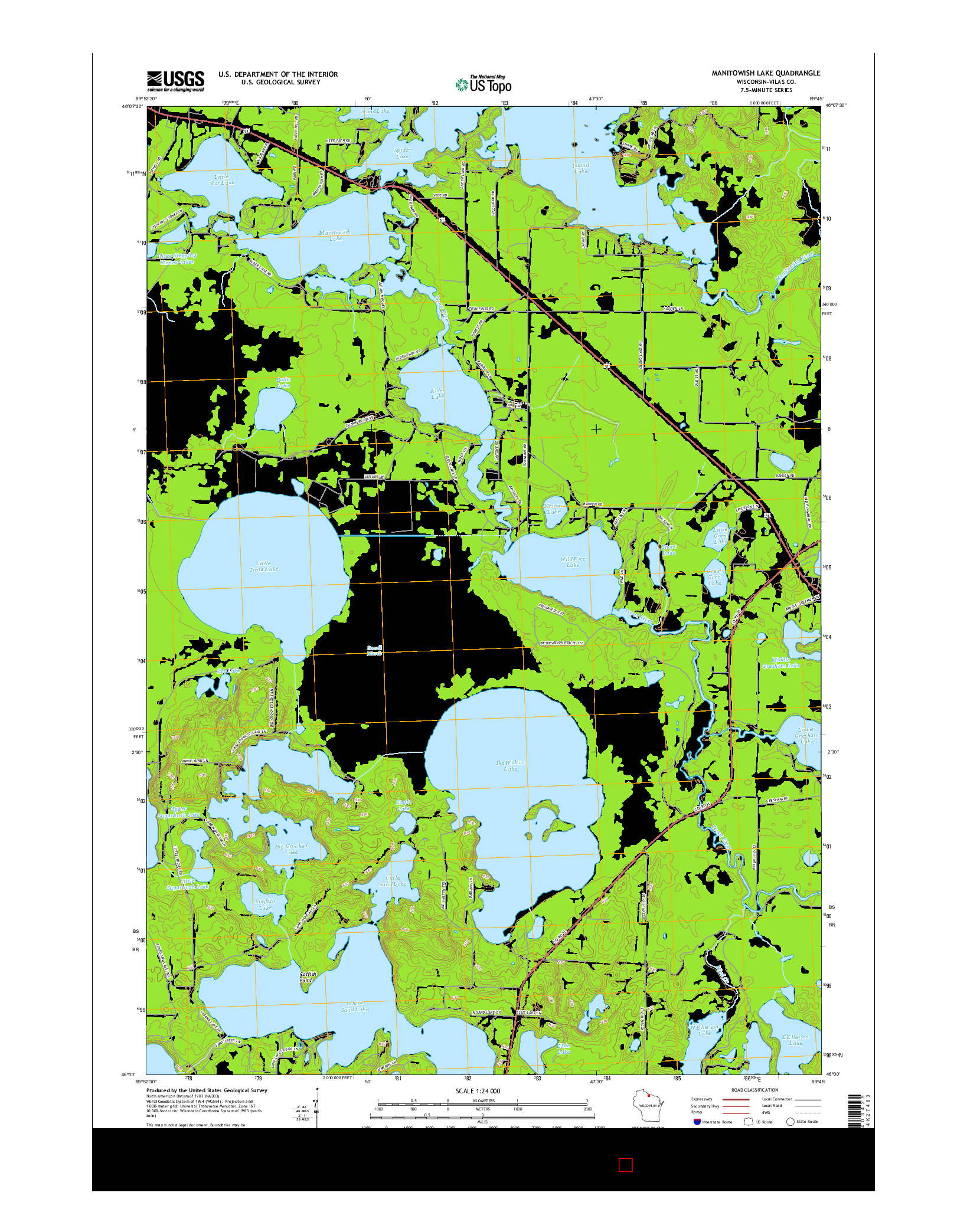 USGS US TOPO 7.5-MINUTE MAP FOR MANITOWISH LAKE, WI 2015