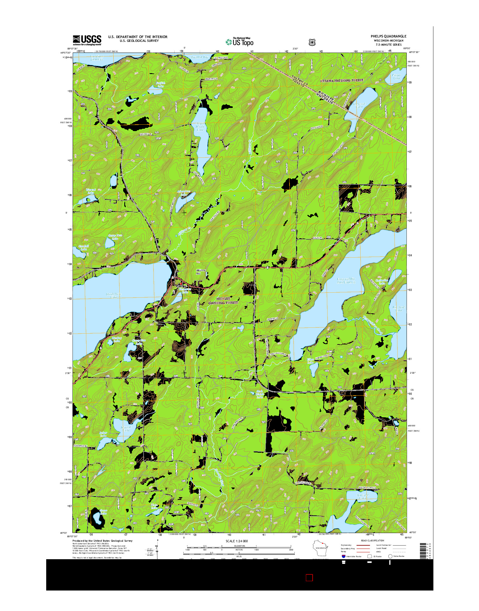 USGS US TOPO 7.5-MINUTE MAP FOR PHELPS, WI-MI 2015