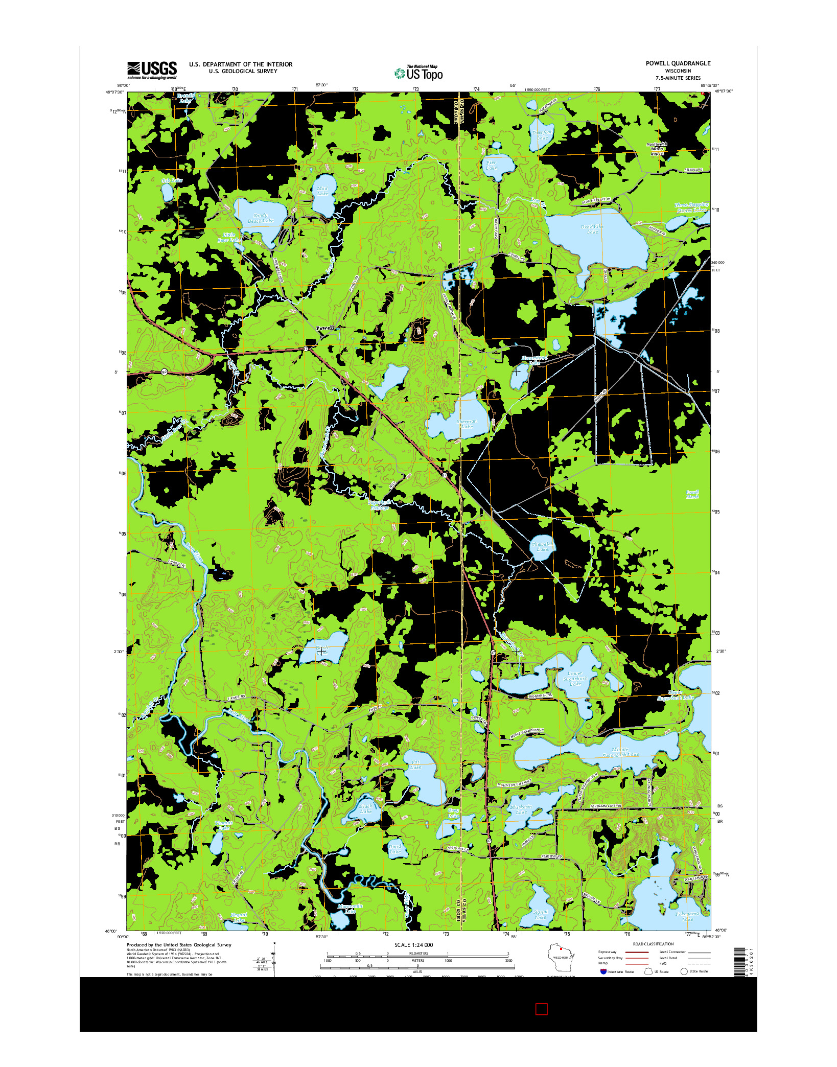 USGS US TOPO 7.5-MINUTE MAP FOR POWELL, WI 2015