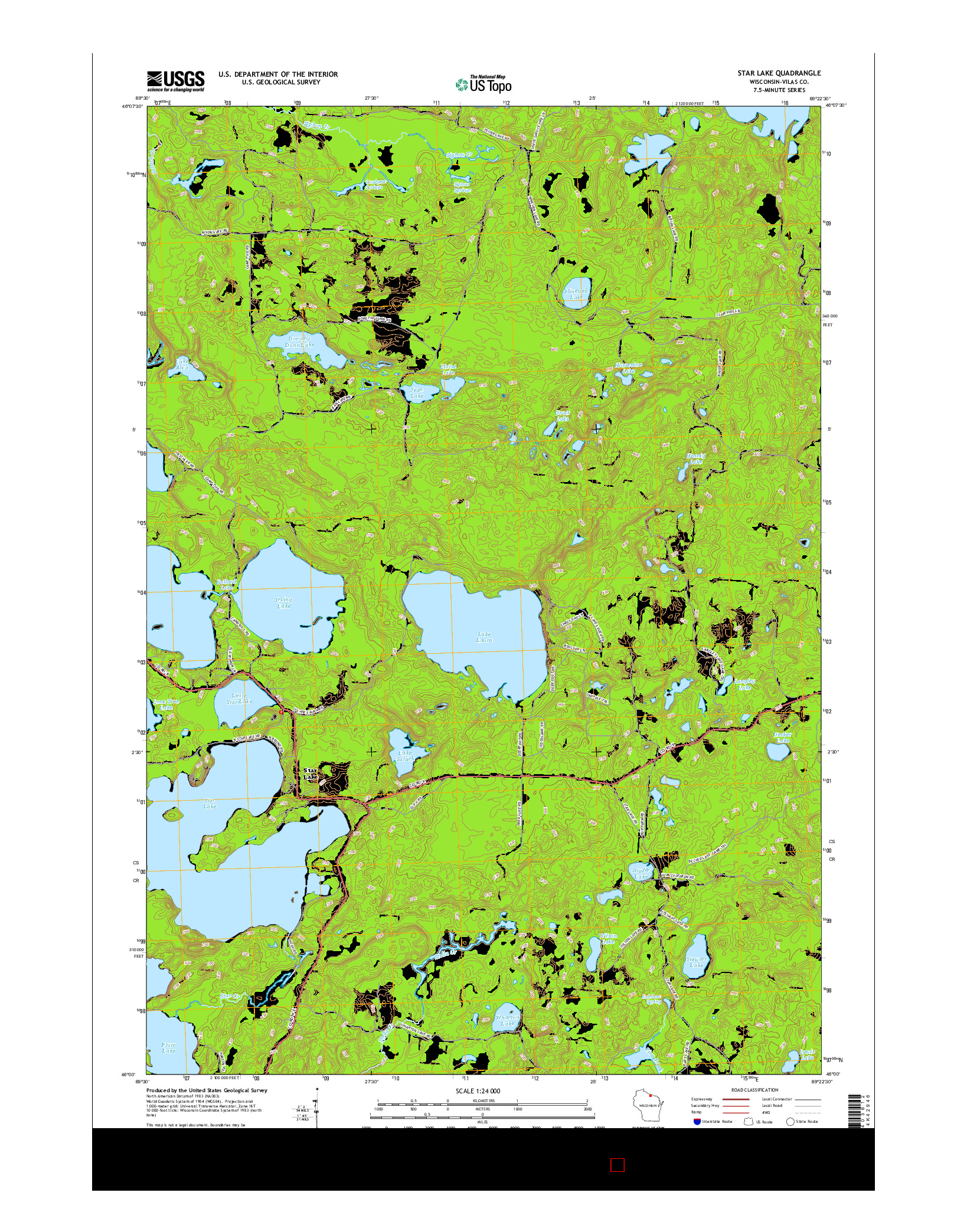 USGS US TOPO 7.5-MINUTE MAP FOR STAR LAKE, WI 2015