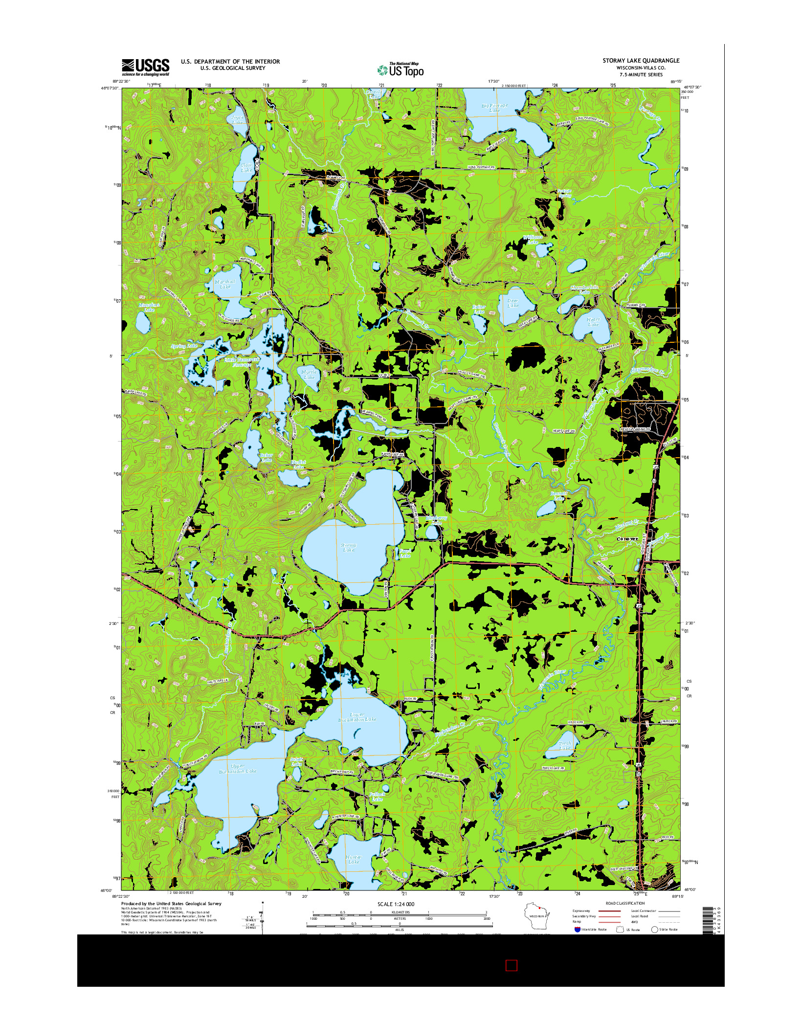 USGS US TOPO 7.5-MINUTE MAP FOR STORMY LAKE, WI 2015