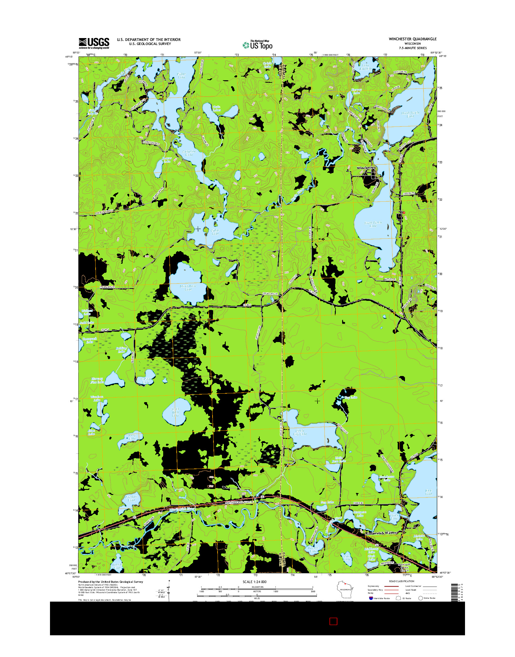 USGS US TOPO 7.5-MINUTE MAP FOR WINCHESTER, WI 2015