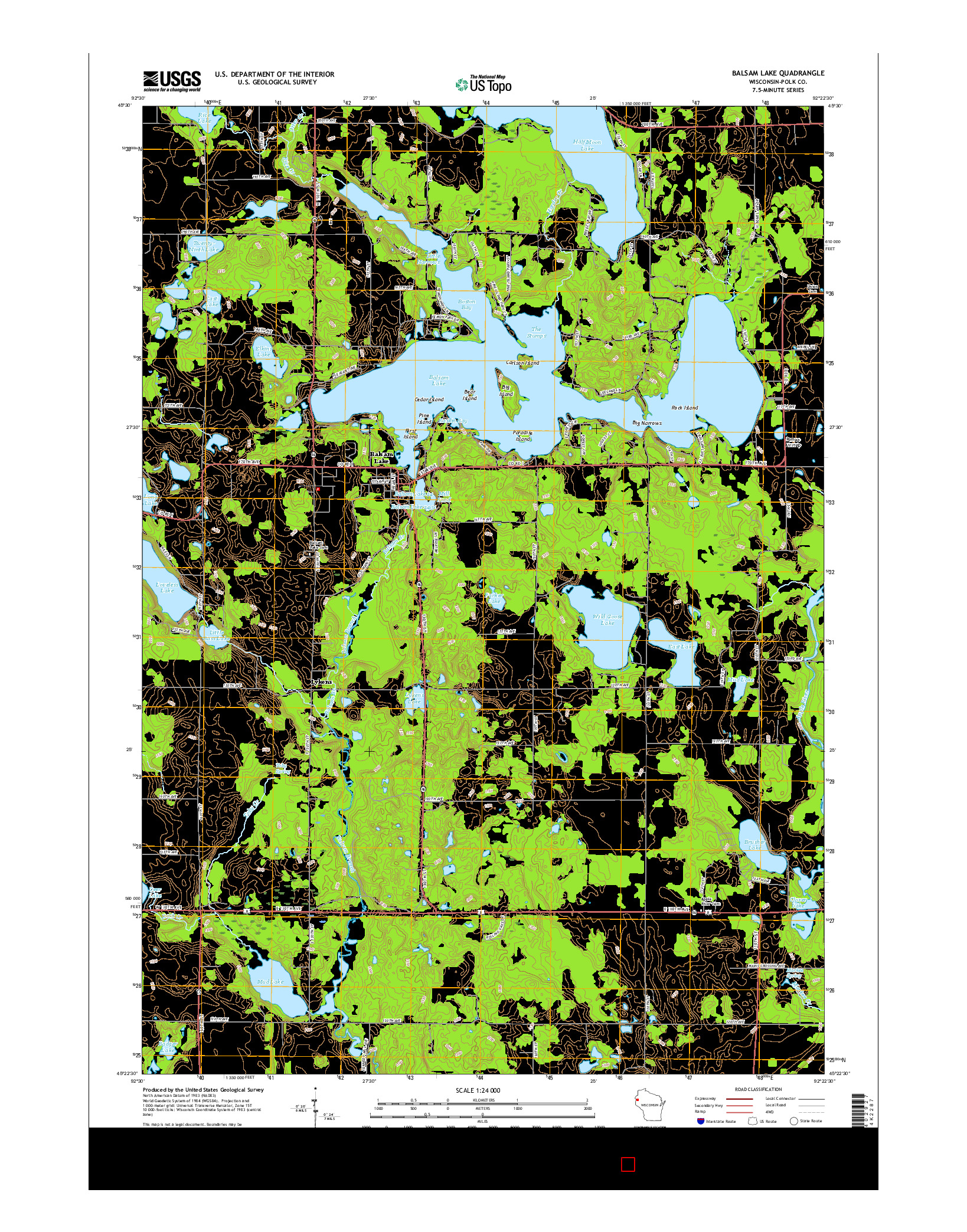 USGS US TOPO 7.5-MINUTE MAP FOR BALSAM LAKE, WI 2015