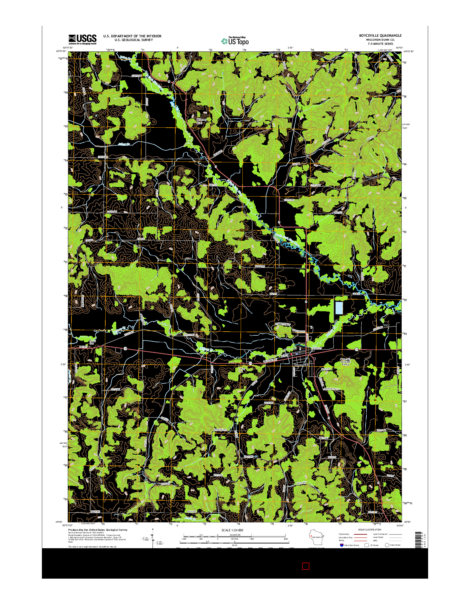 USGS US TOPO 7.5-MINUTE MAP FOR BOYCEVILLE, WI 2015