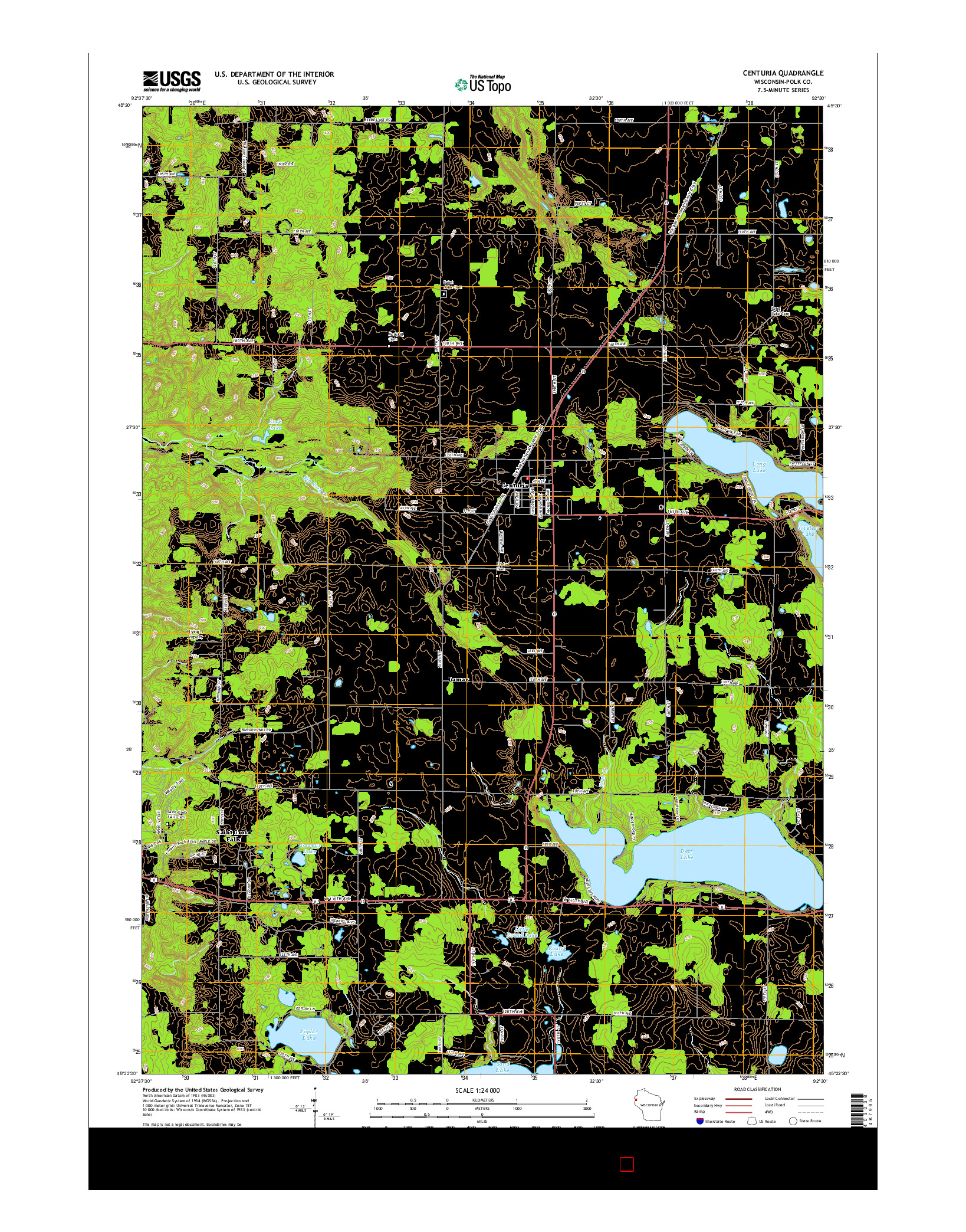 USGS US TOPO 7.5-MINUTE MAP FOR CENTURIA, WI 2015