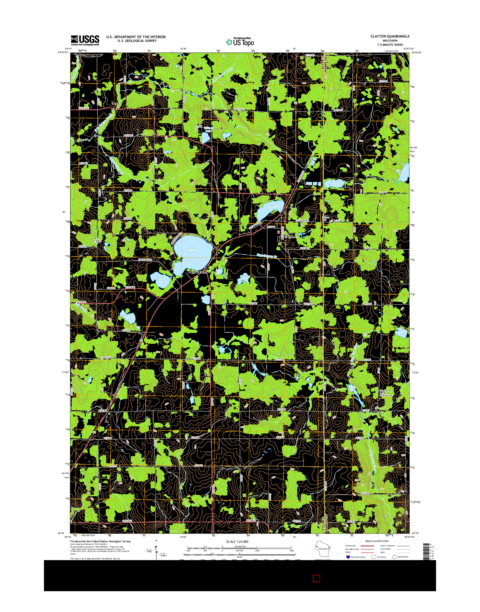 USGS US TOPO 7.5-MINUTE MAP FOR CLAYTON, WI 2015