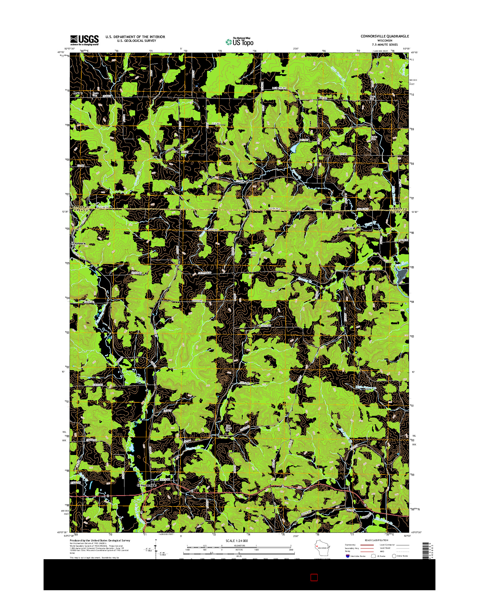 USGS US TOPO 7.5-MINUTE MAP FOR CONNORSVILLE, WI 2015