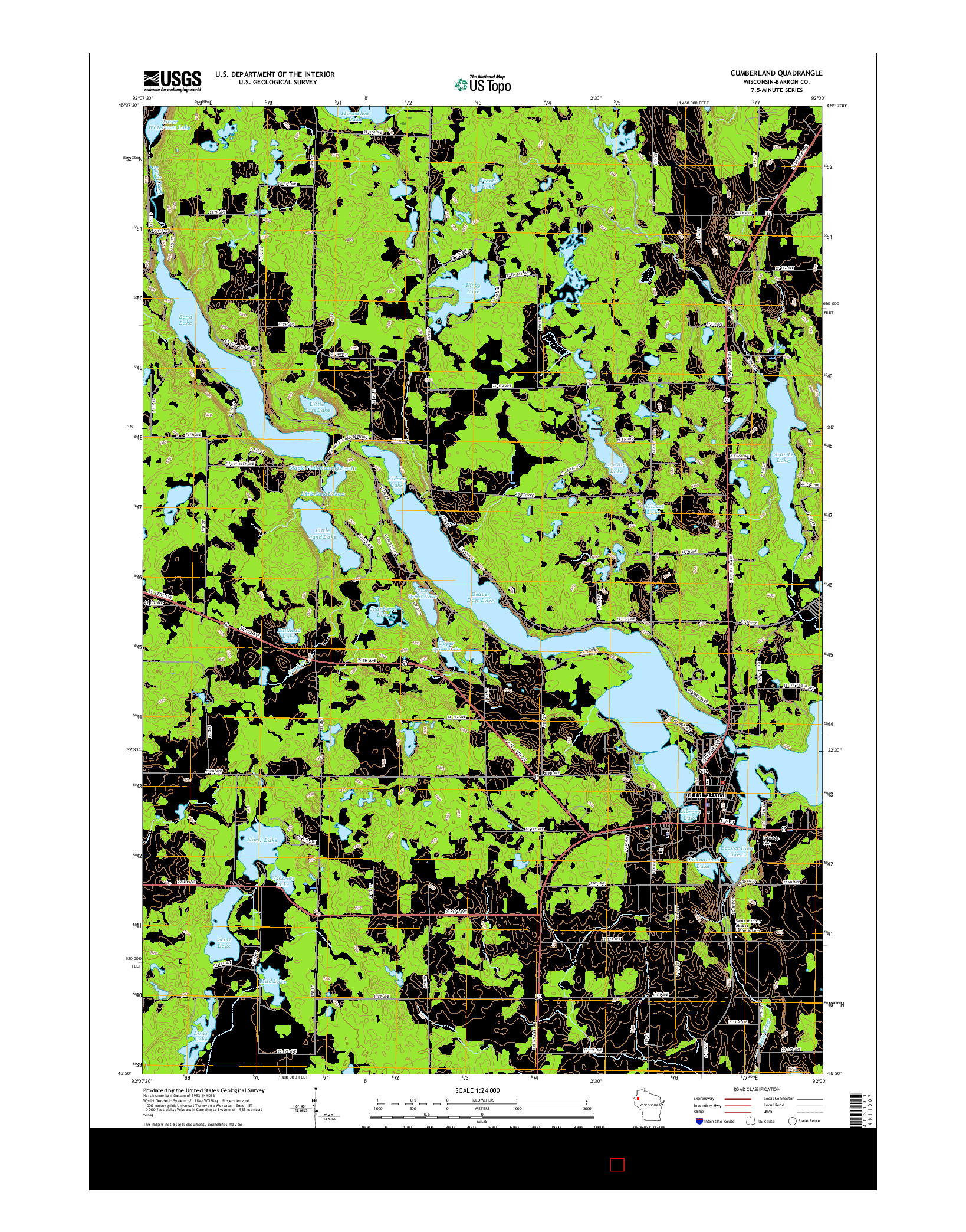 USGS US TOPO 7.5-MINUTE MAP FOR CUMBERLAND, WI 2015