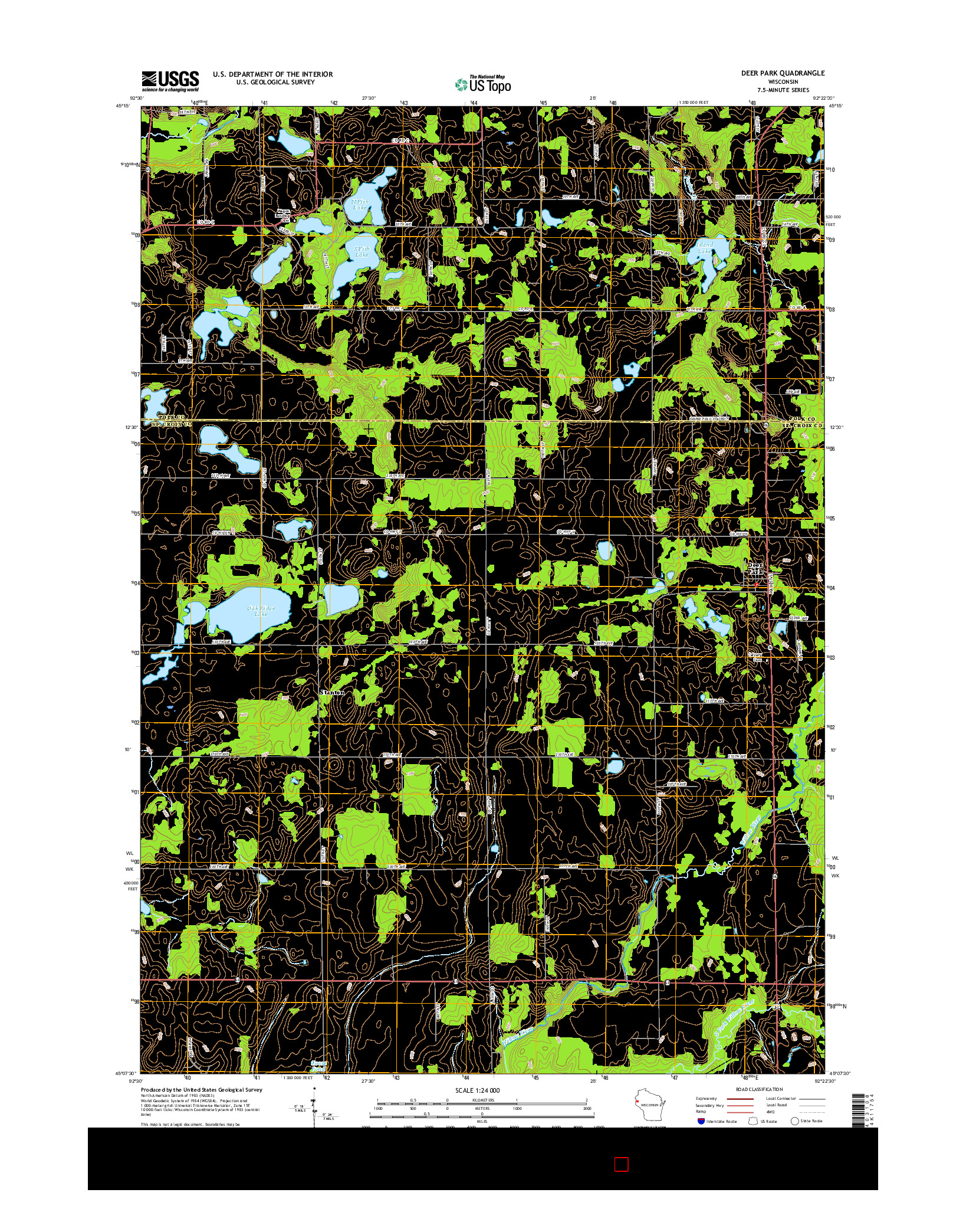 USGS US TOPO 7.5-MINUTE MAP FOR DEER PARK, WI 2015