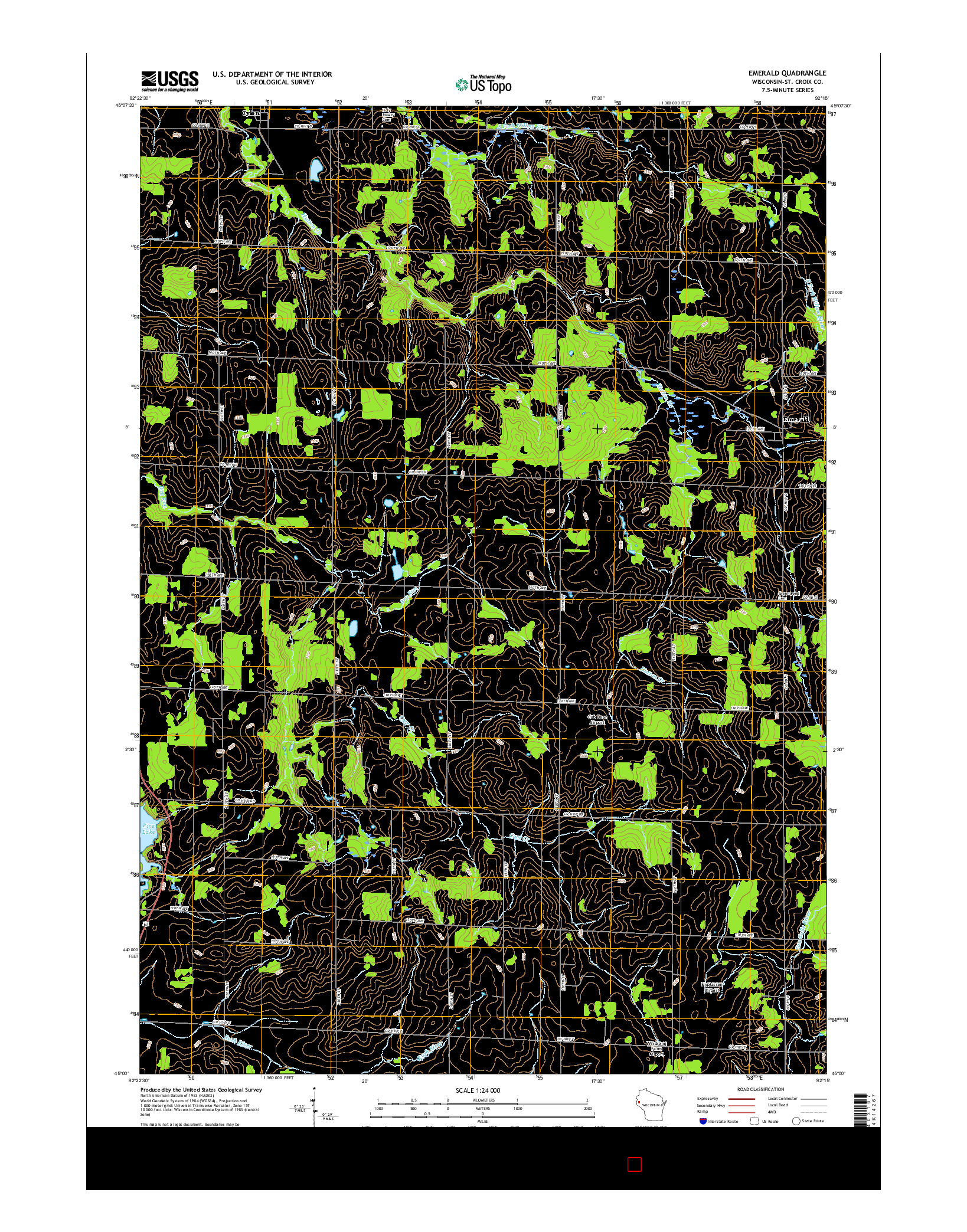 USGS US TOPO 7.5-MINUTE MAP FOR EMERALD, WI 2015