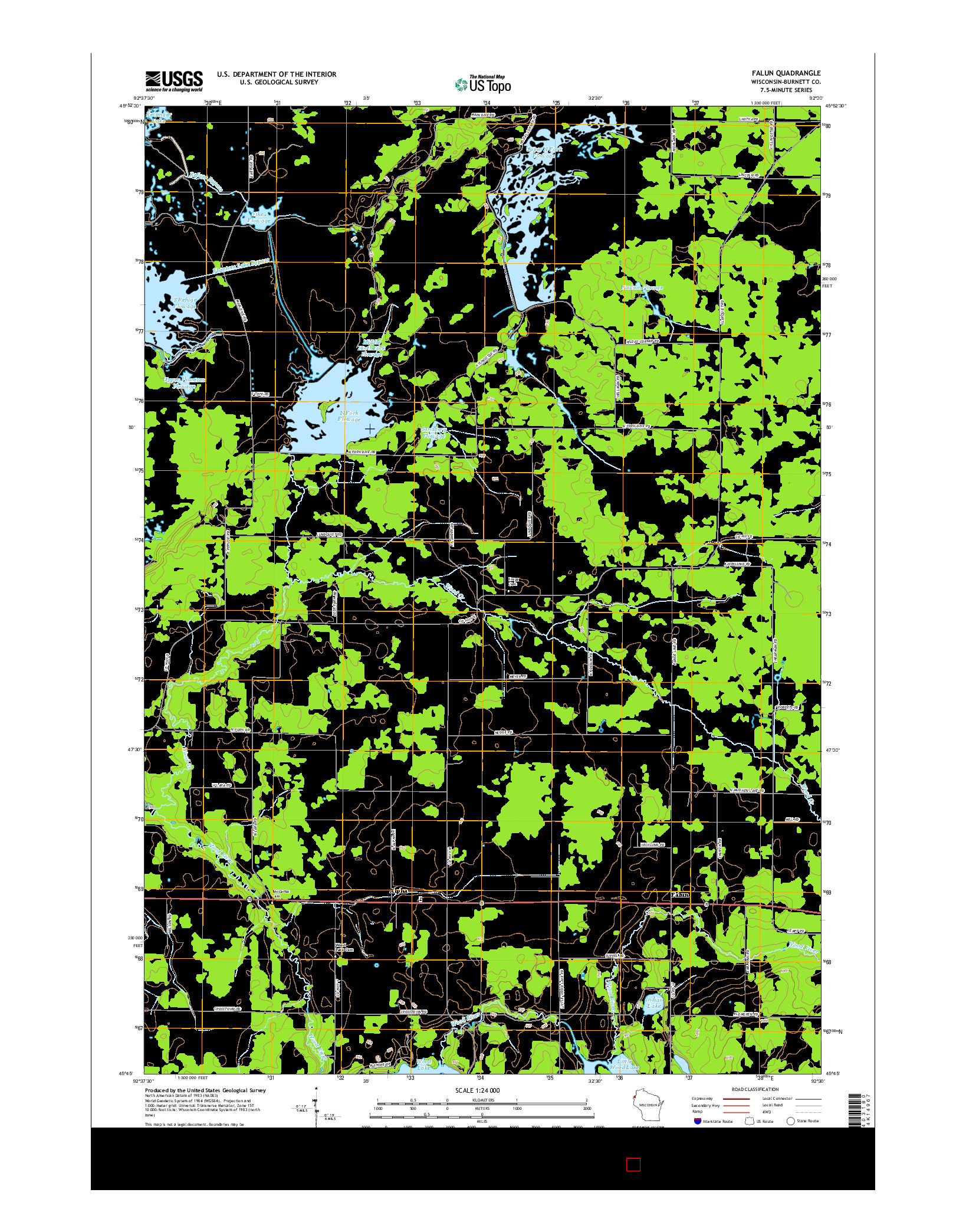 USGS US TOPO 7.5-MINUTE MAP FOR FALUN, WI 2015