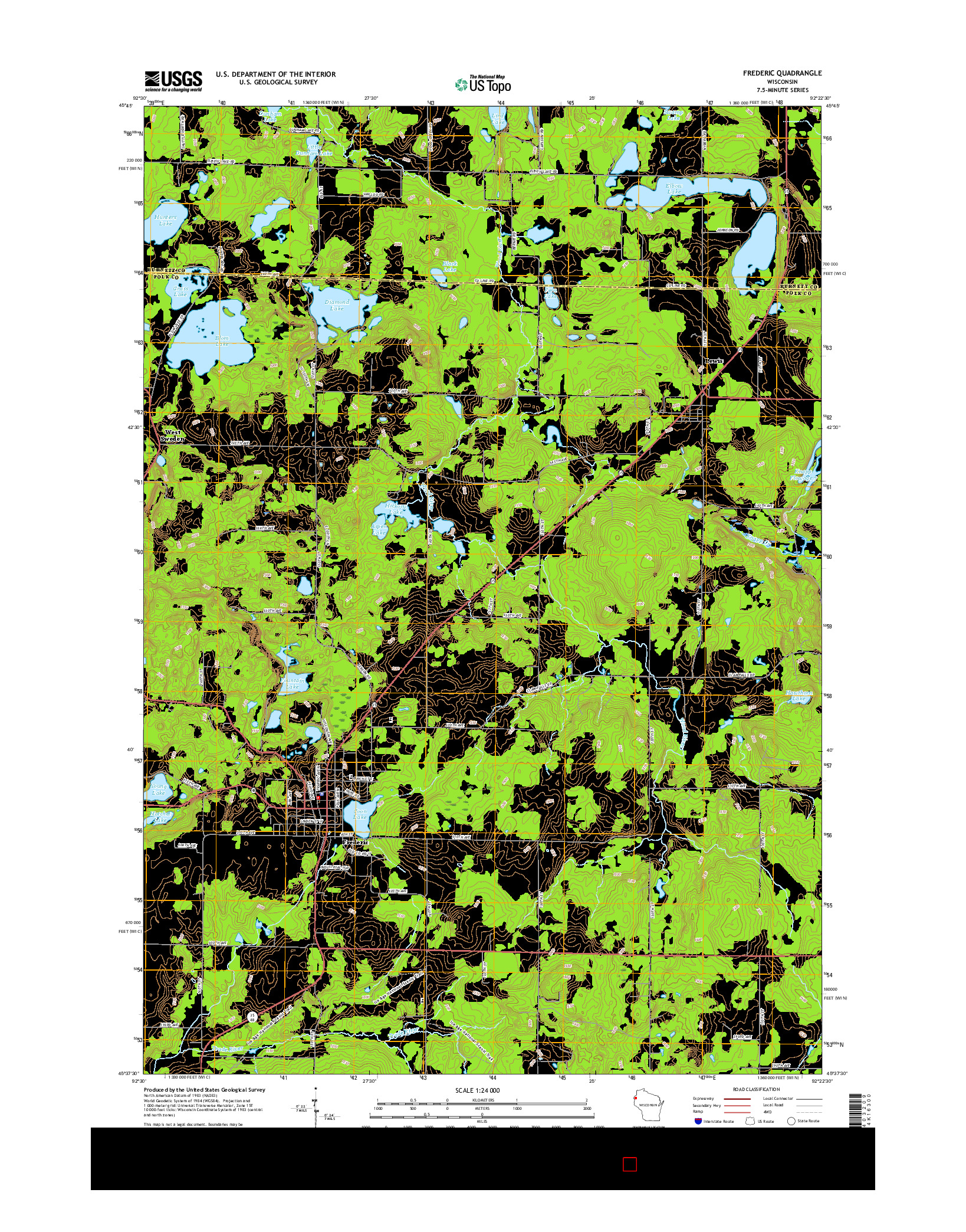 USGS US TOPO 7.5-MINUTE MAP FOR FREDERIC, WI 2015