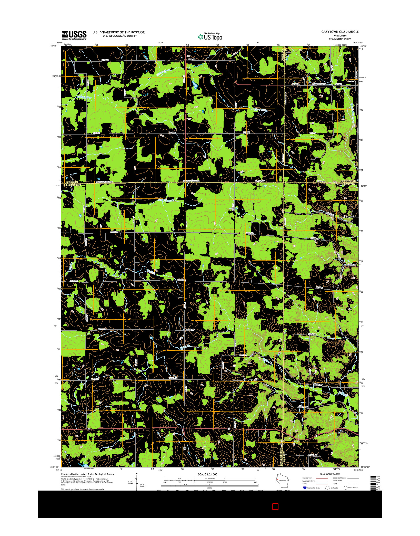 USGS US TOPO 7.5-MINUTE MAP FOR GRAYTOWN, WI 2015