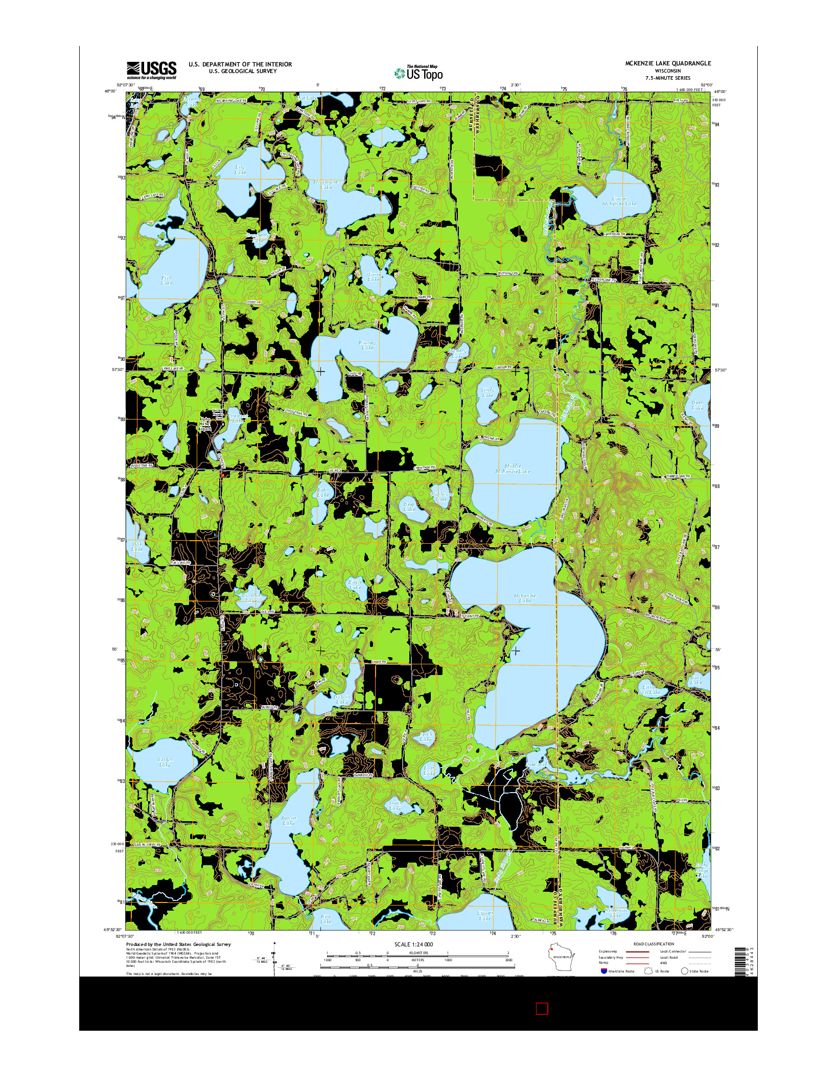 USGS US TOPO 7.5-MINUTE MAP FOR MCKENZIE LAKE, WI 2015