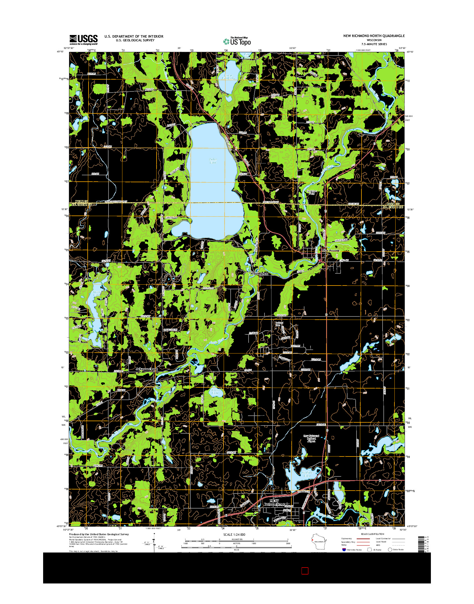 USGS US TOPO 7.5-MINUTE MAP FOR NEW RICHMOND NORTH, WI 2015