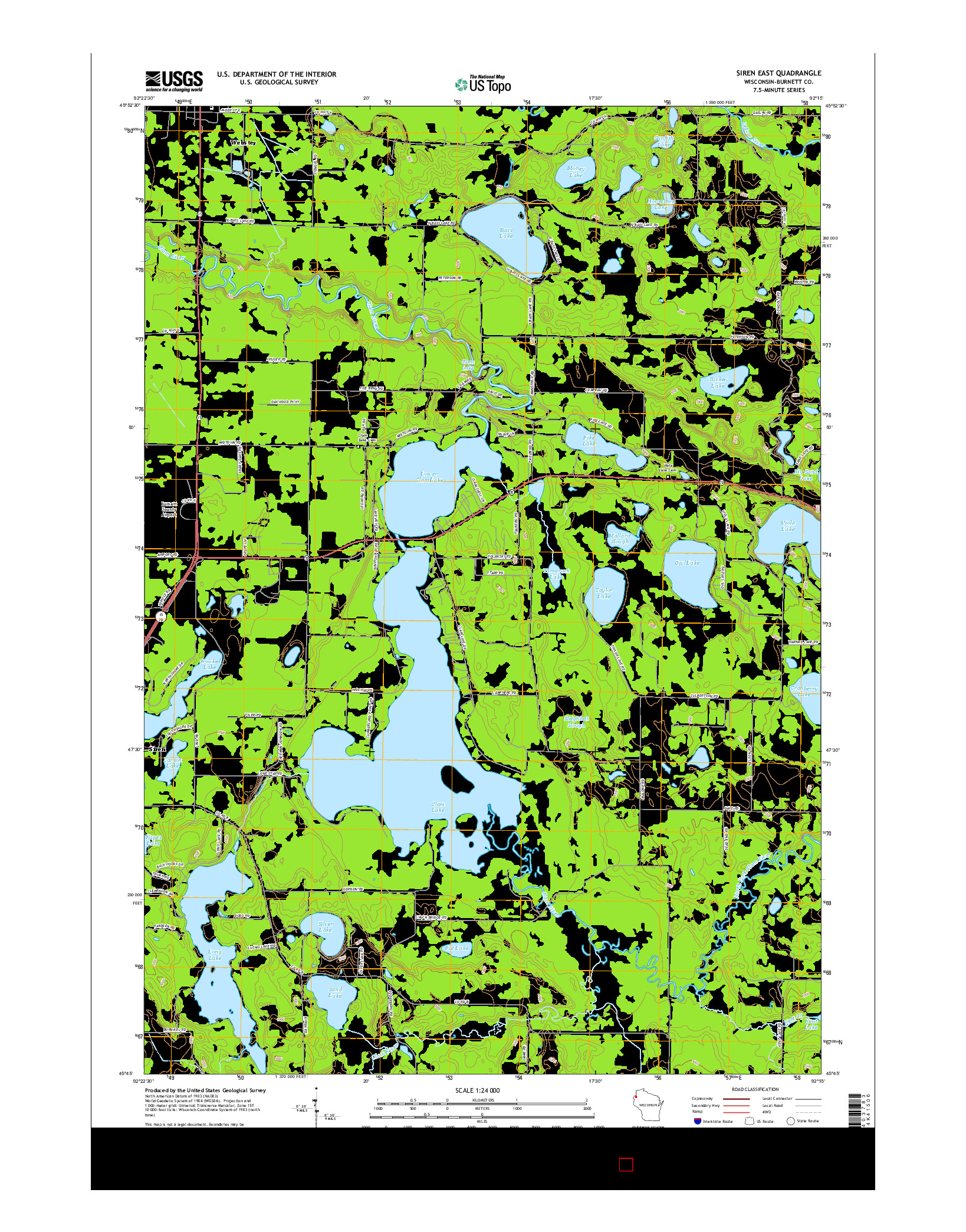 USGS US TOPO 7.5-MINUTE MAP FOR SIREN EAST, WI 2015