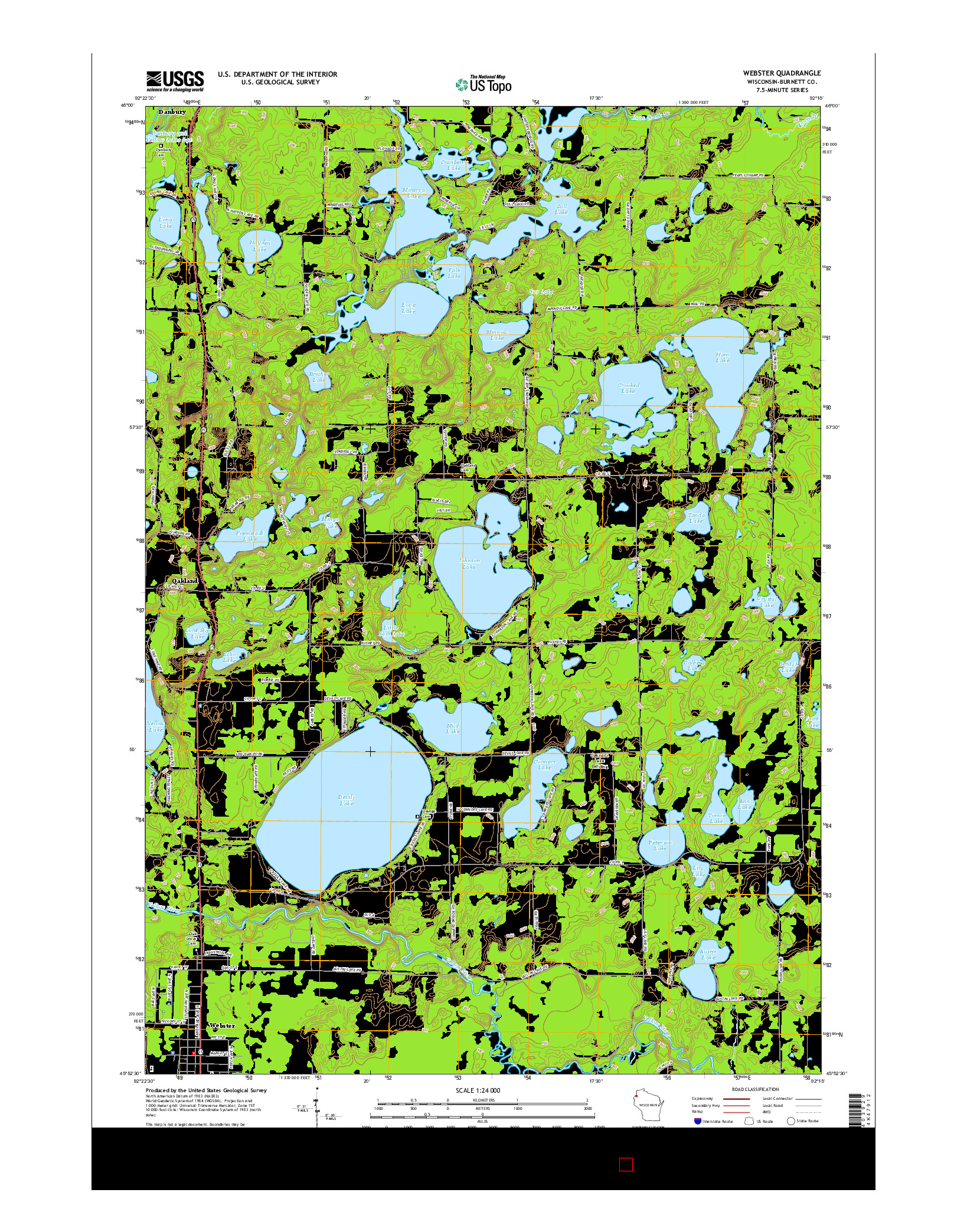 USGS US TOPO 7.5-MINUTE MAP FOR WEBSTER, WI 2015