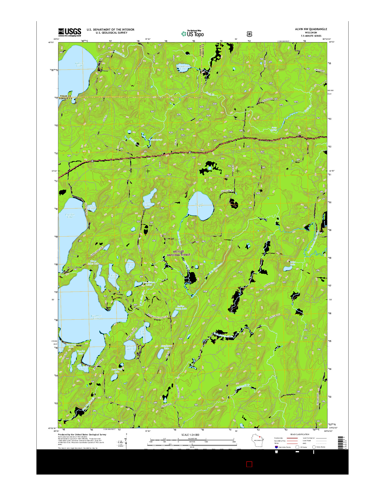USGS US TOPO 7.5-MINUTE MAP FOR ALVIN NW, WI 2015