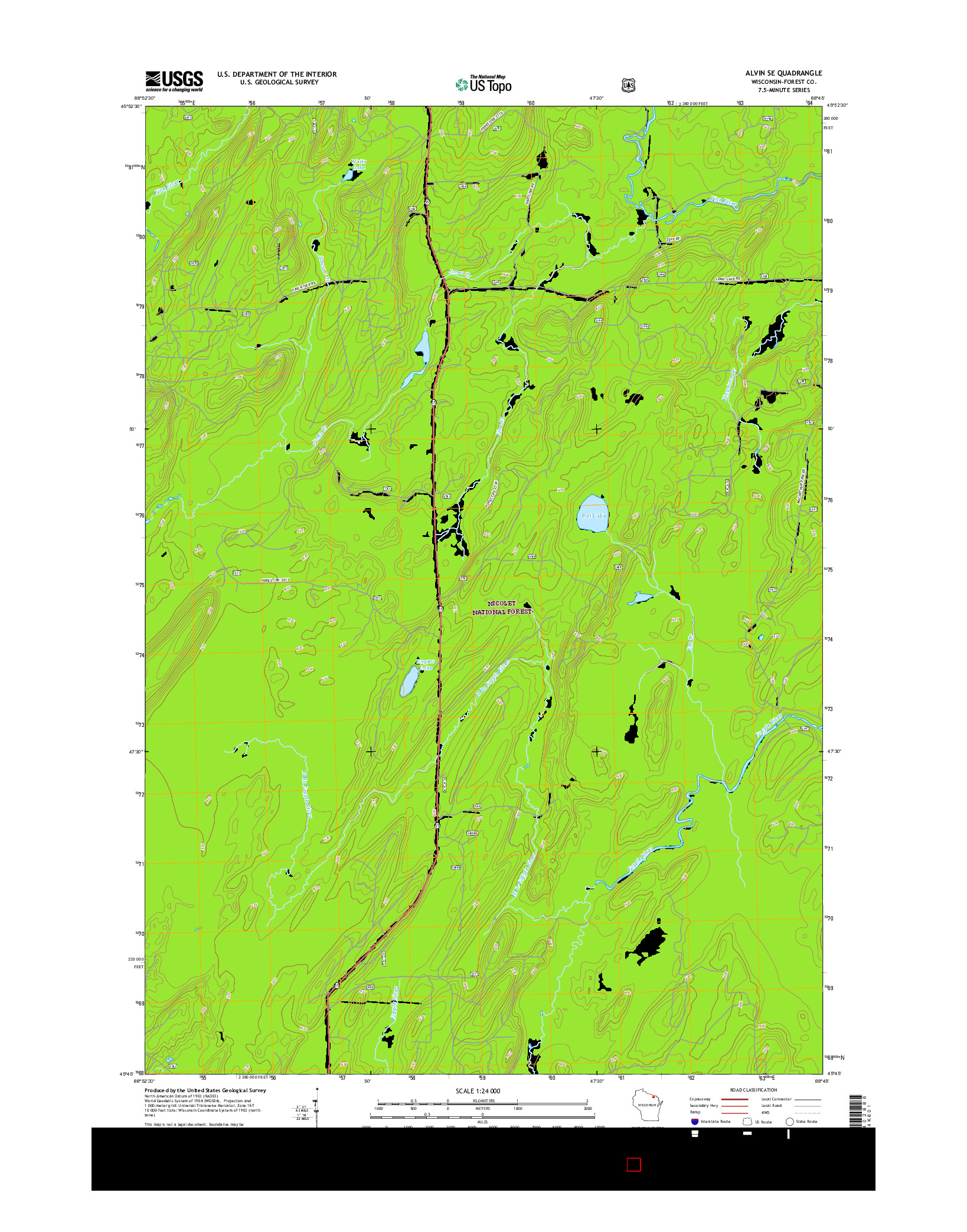 USGS US TOPO 7.5-MINUTE MAP FOR ALVIN SE, WI 2015
