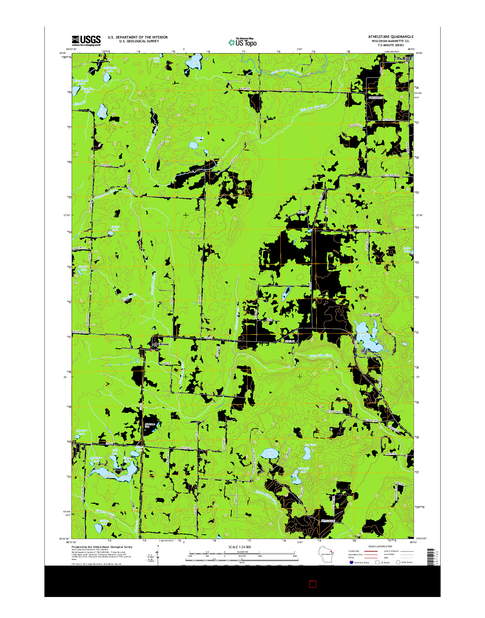 USGS US TOPO 7.5-MINUTE MAP FOR ATHELSTANE, WI 2015