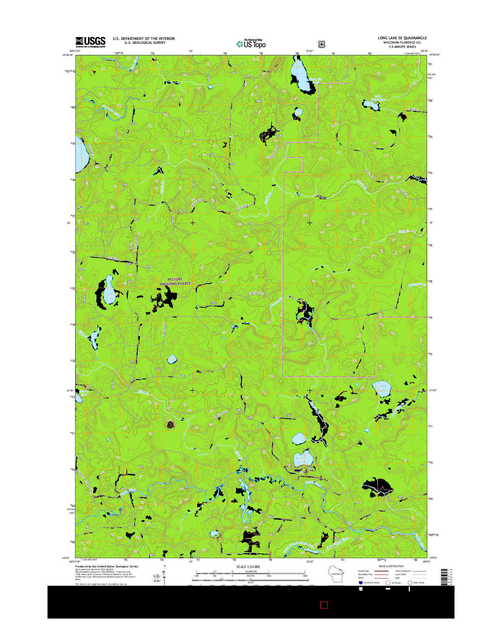 USGS US TOPO 7.5-MINUTE MAP FOR LONG LAKE SE, WI 2015