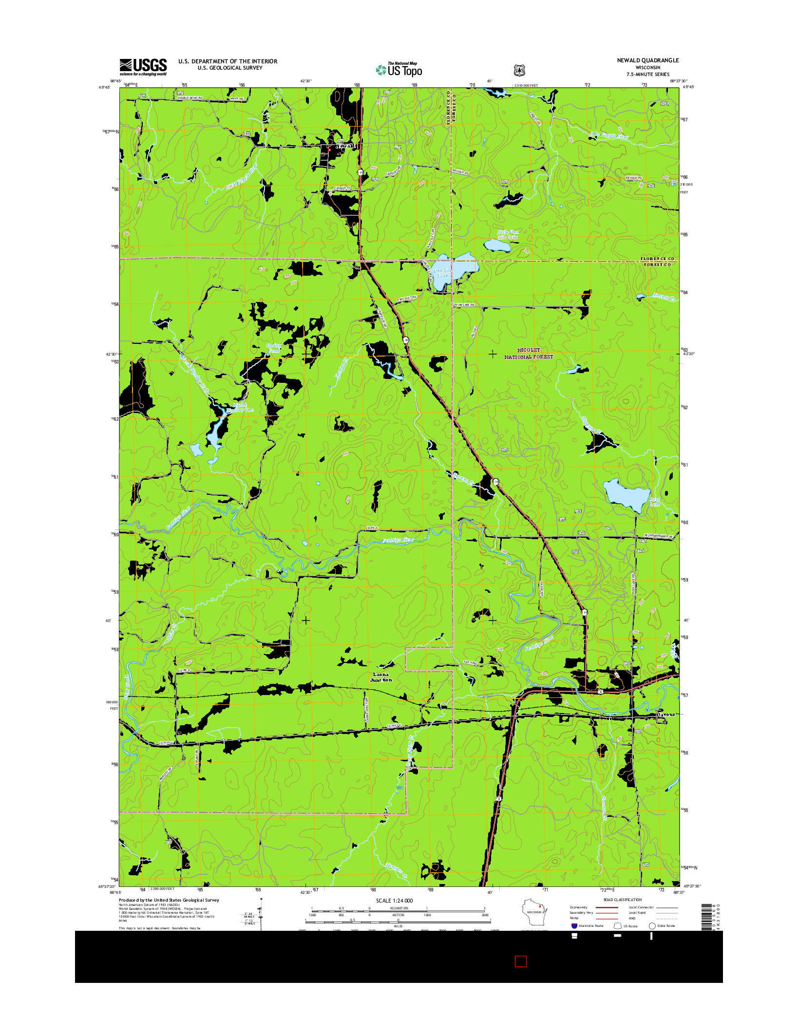 USGS US TOPO 7.5-MINUTE MAP FOR NEWALD, WI 2015