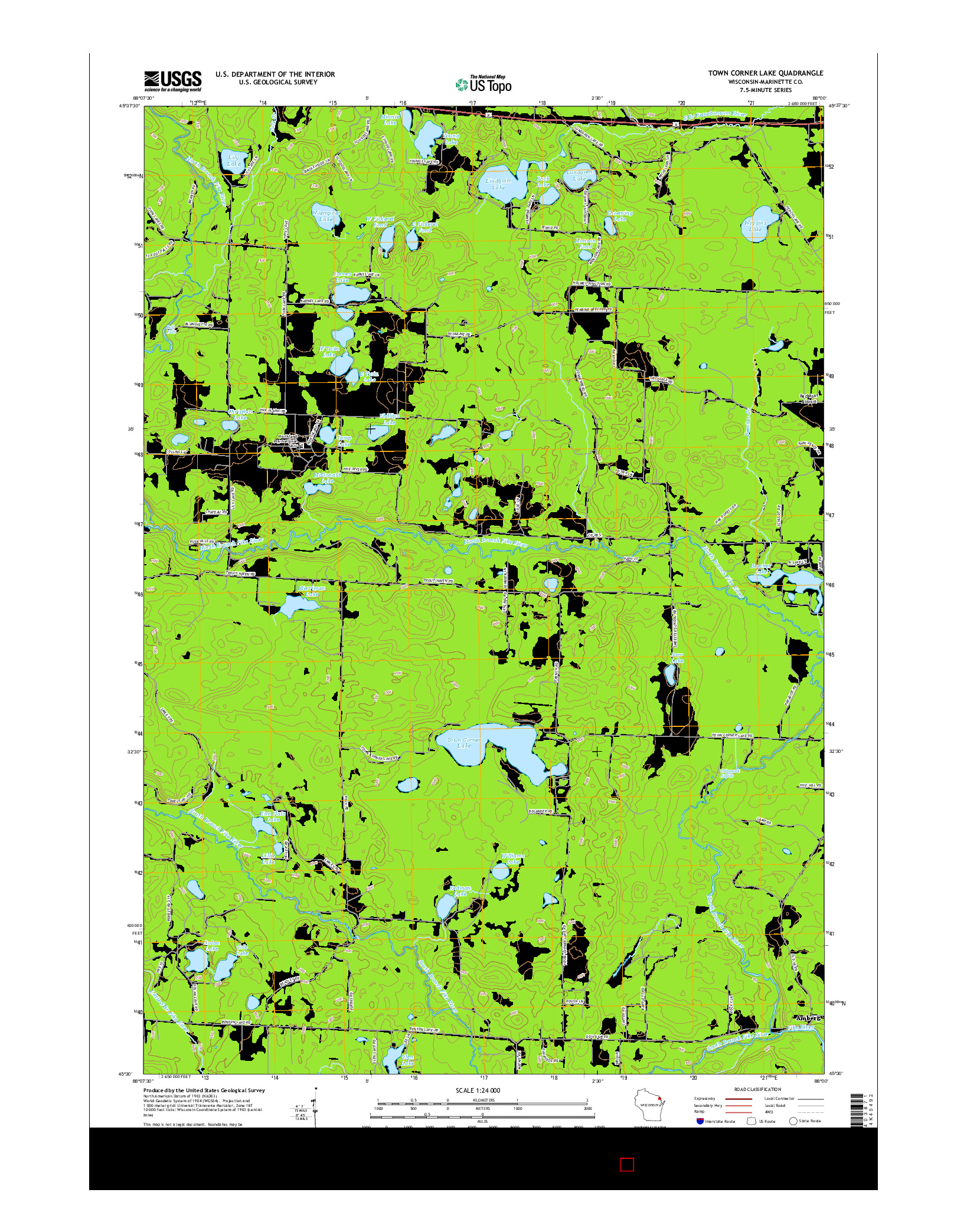 USGS US TOPO 7.5-MINUTE MAP FOR TOWN CORNER LAKE, WI 2015