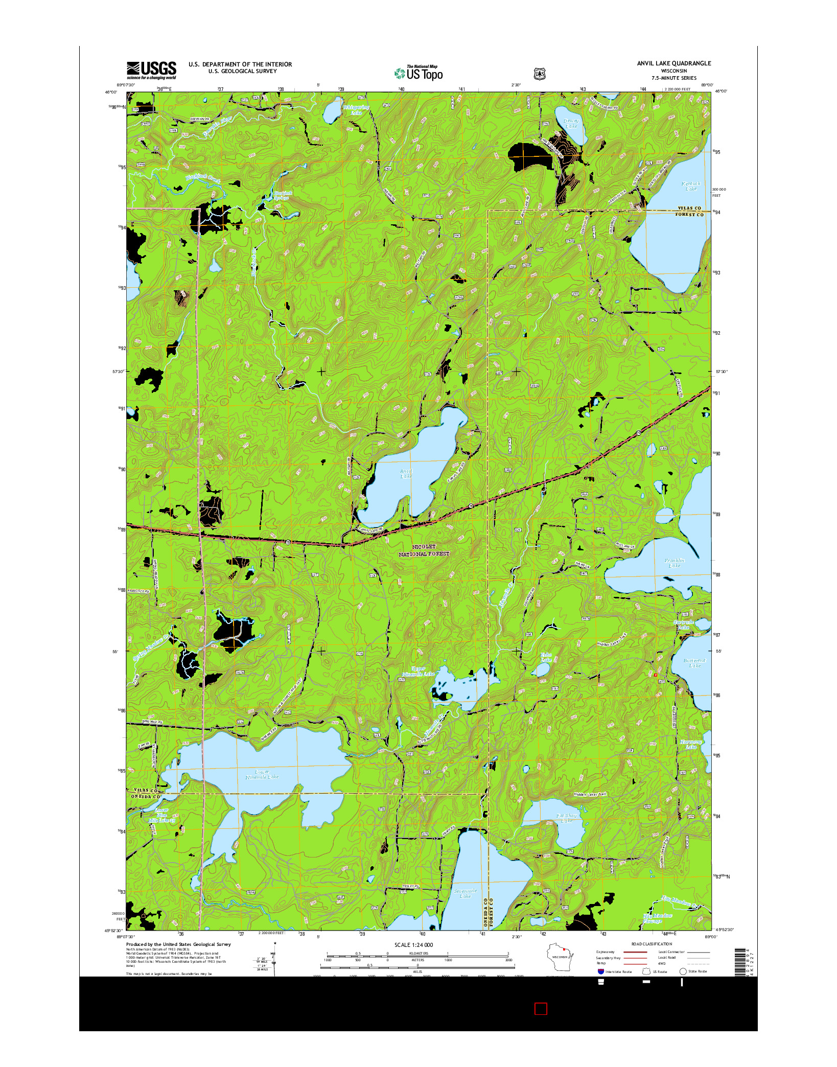 USGS US TOPO 7.5-MINUTE MAP FOR ANVIL LAKE, WI 2015