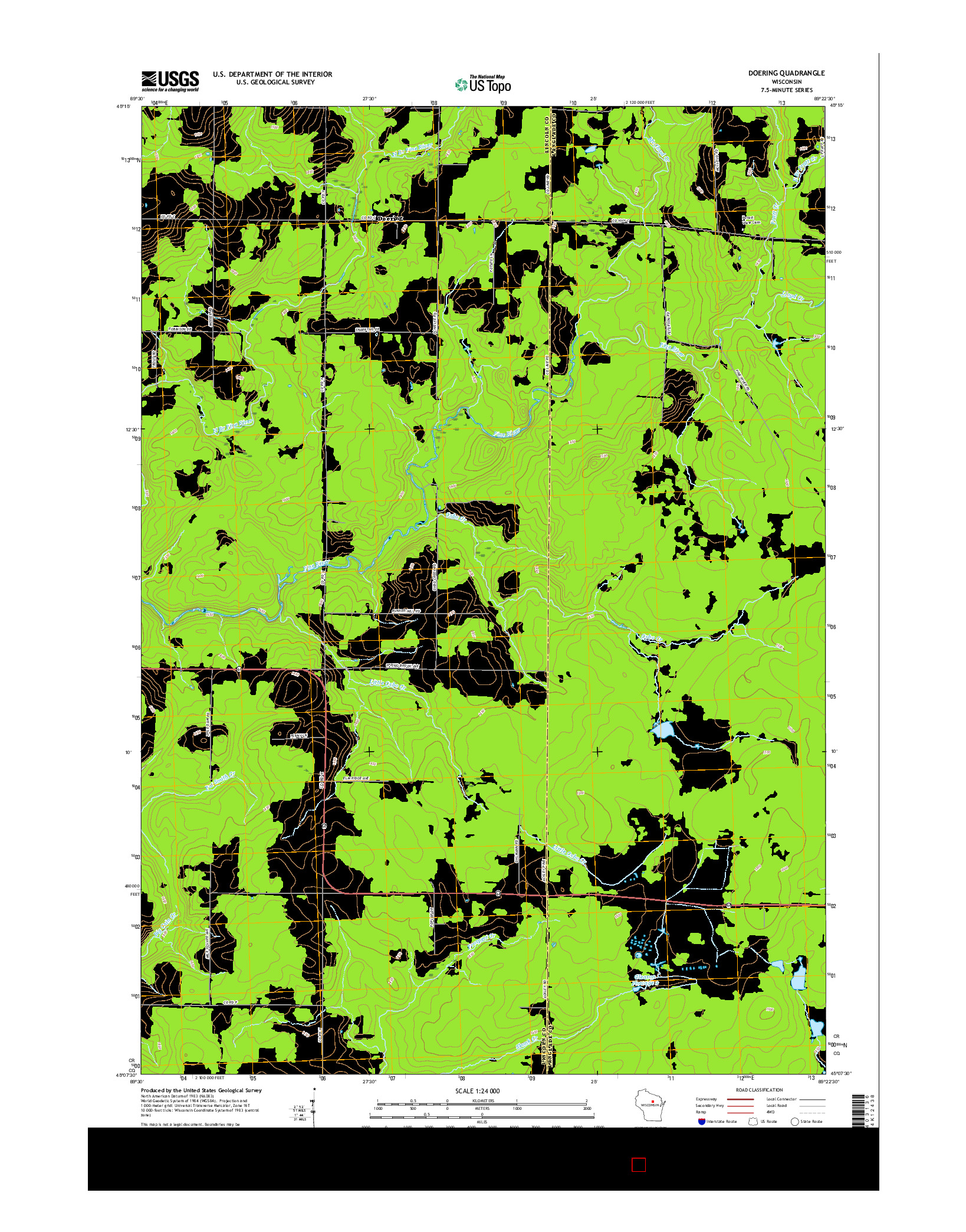 USGS US TOPO 7.5-MINUTE MAP FOR DOERING, WI 2015