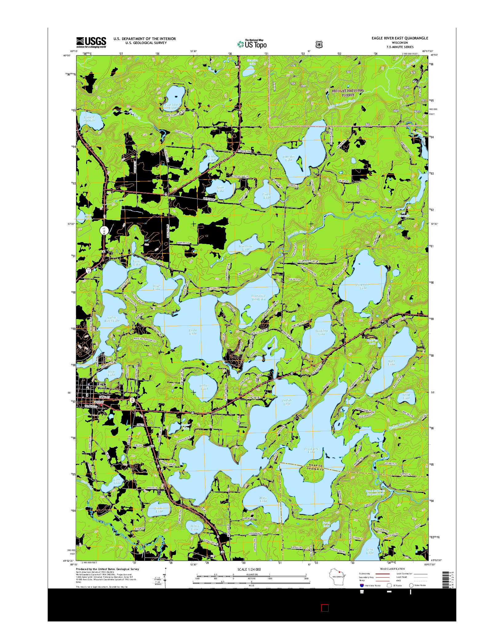 USGS US TOPO 7.5-MINUTE MAP FOR EAGLE RIVER EAST, WI 2015