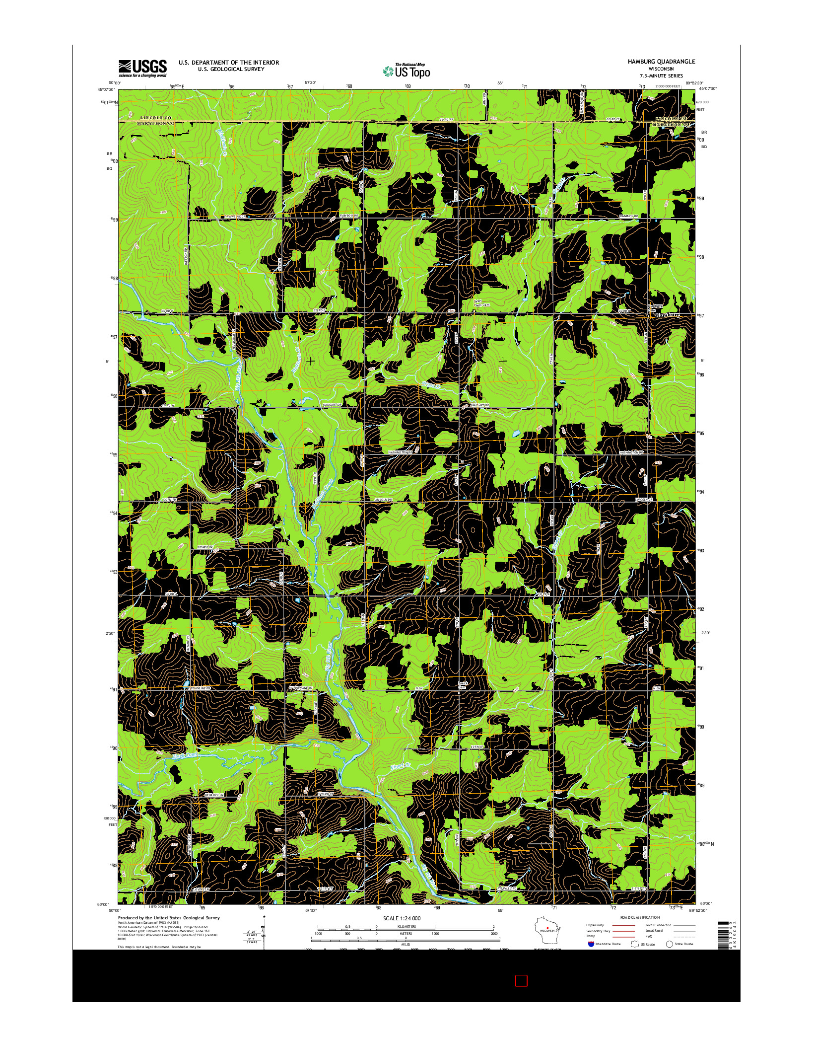 USGS US TOPO 7.5-MINUTE MAP FOR HAMBURG, WI 2015