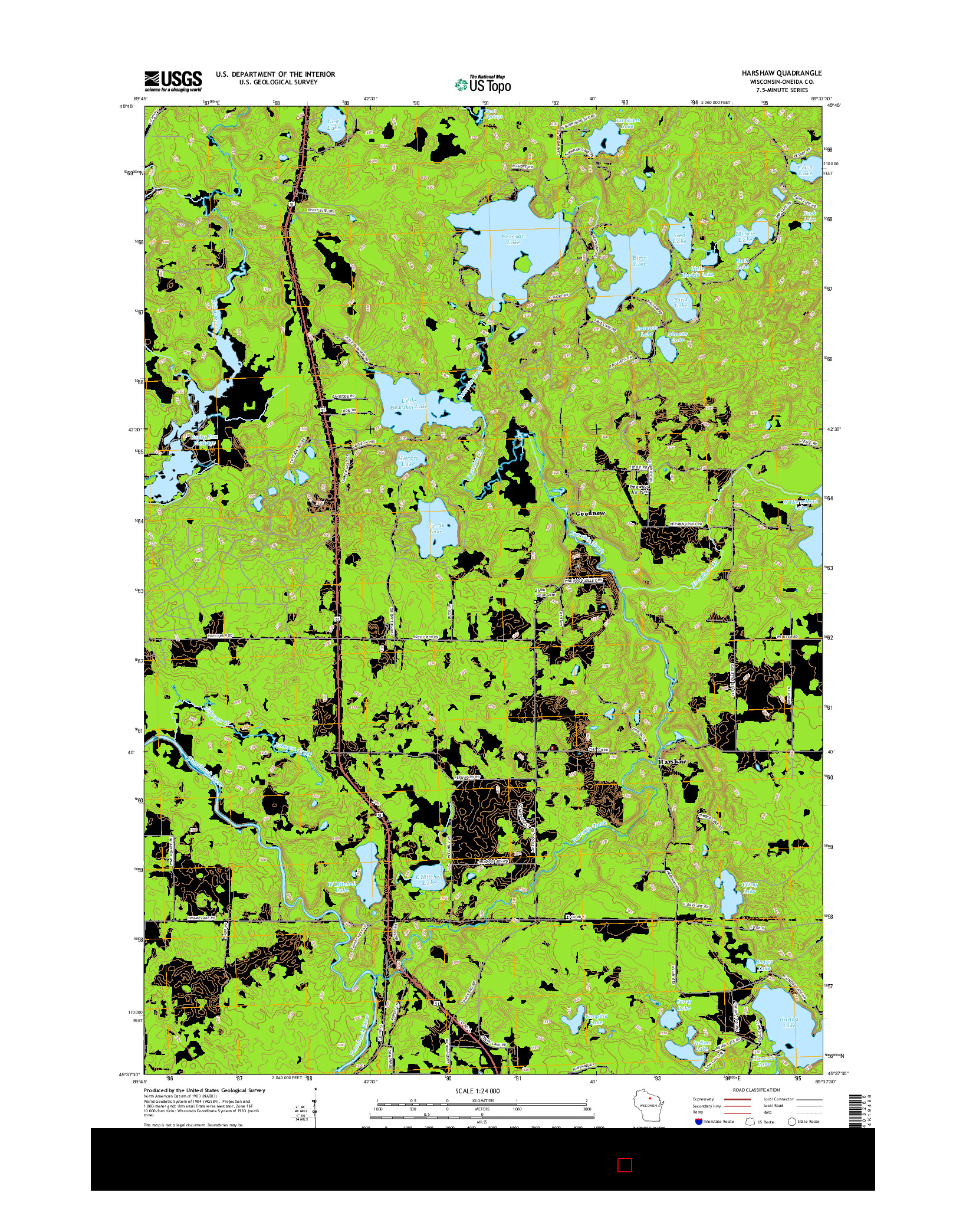 USGS US TOPO 7.5-MINUTE MAP FOR HARSHAW, WI 2015