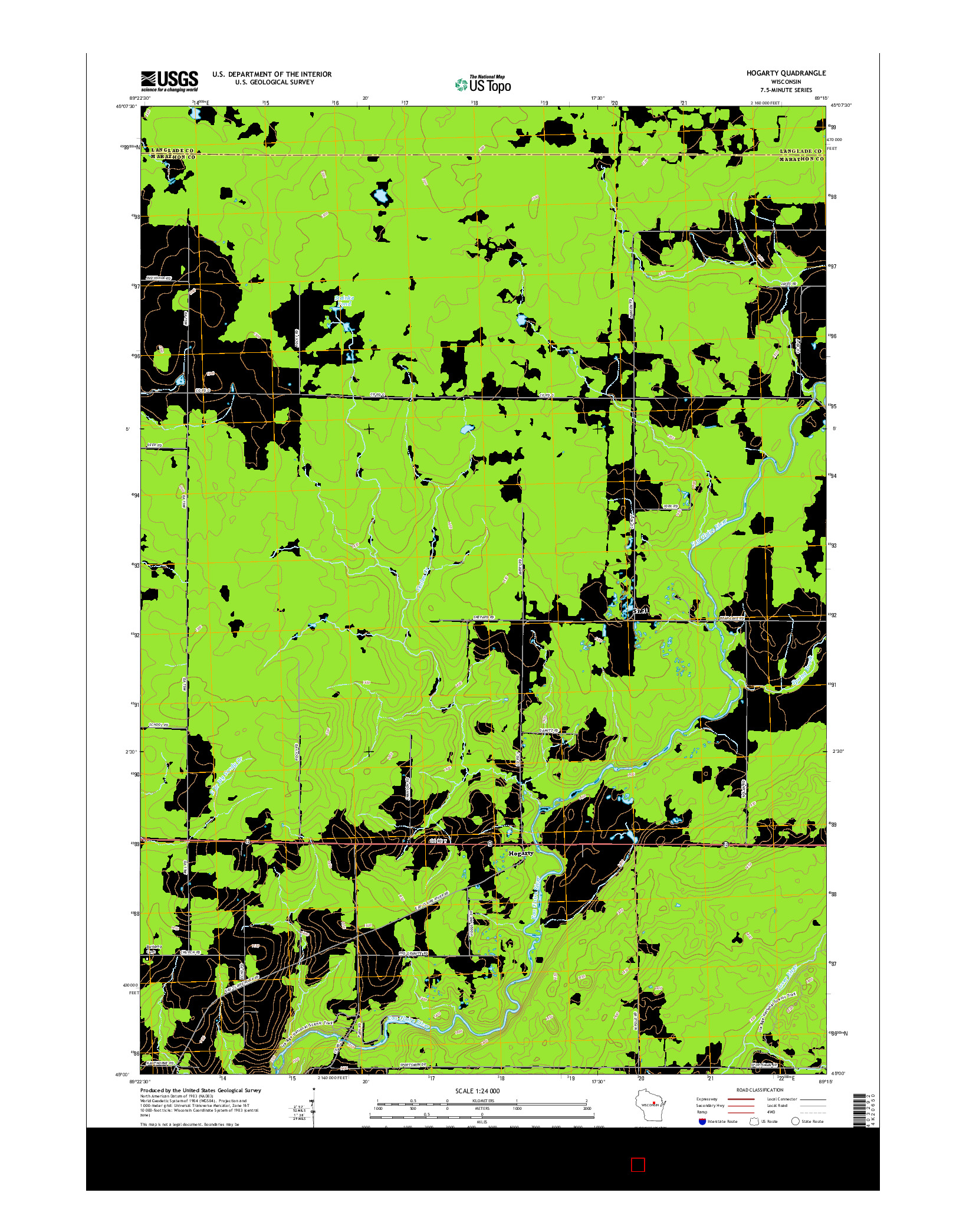 USGS US TOPO 7.5-MINUTE MAP FOR HOGARTY, WI 2015