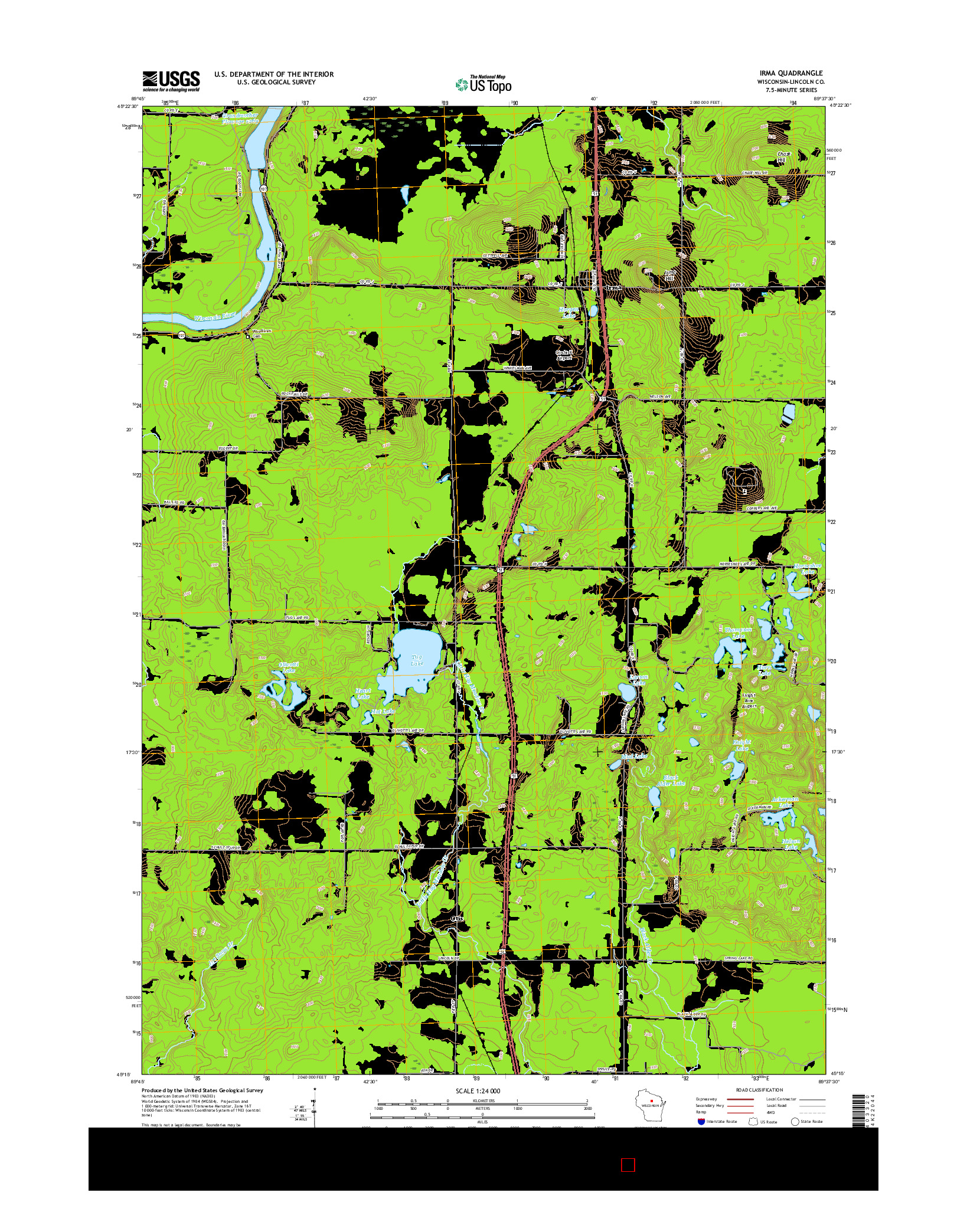 USGS US TOPO 7.5-MINUTE MAP FOR IRMA, WI 2015