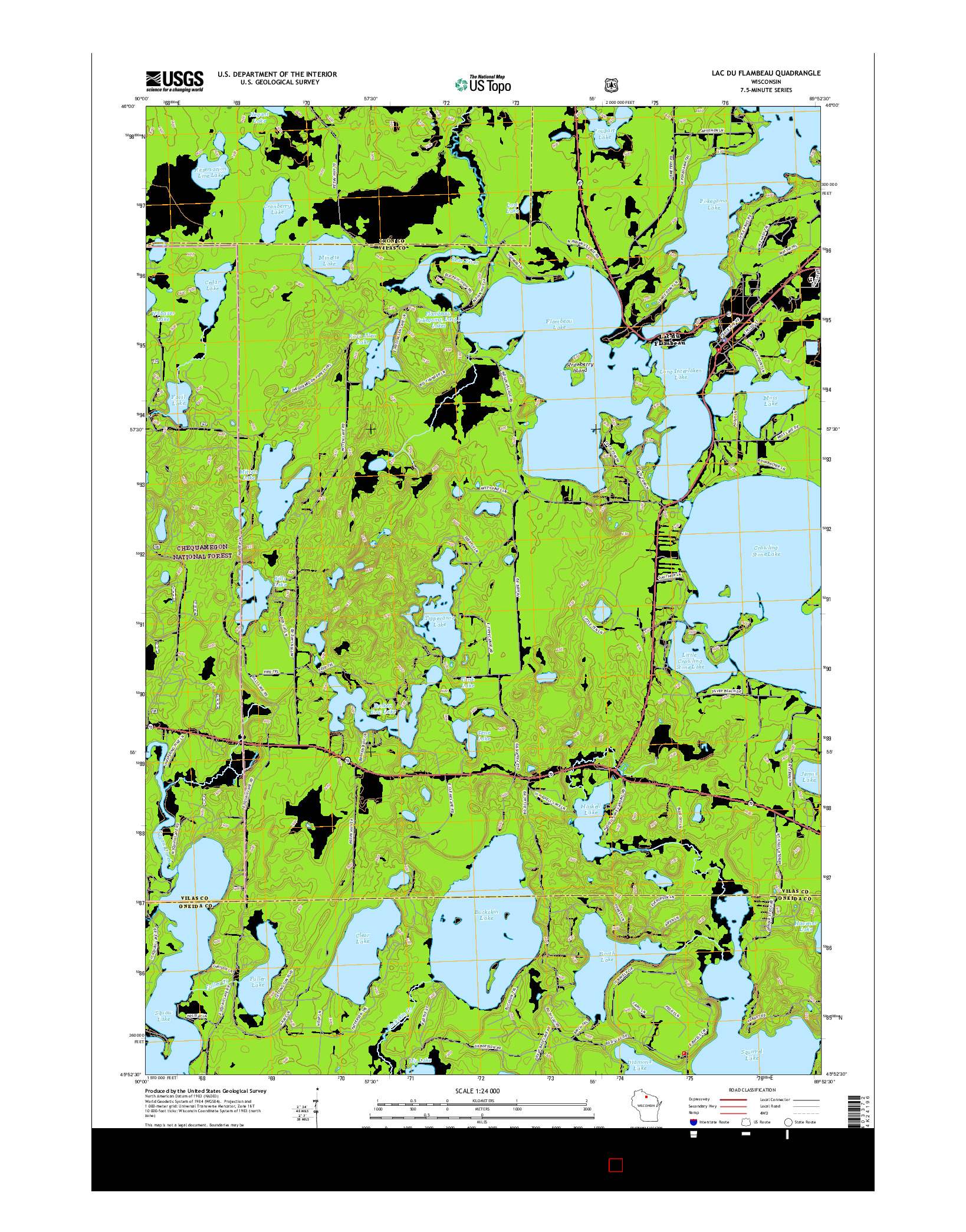 USGS US TOPO 7.5-MINUTE MAP FOR LAC DU FLAMBEAU, WI 2015