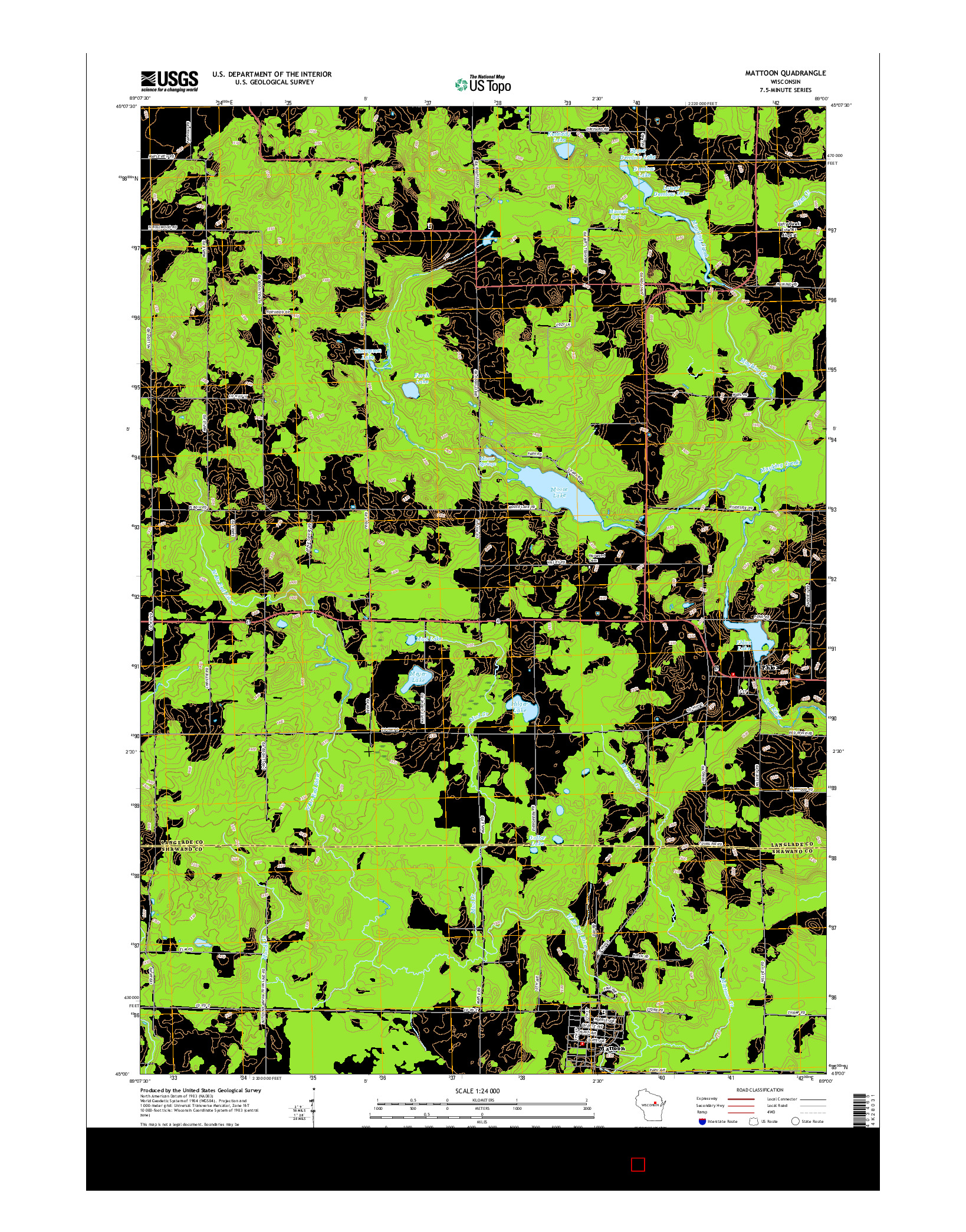 USGS US TOPO 7.5-MINUTE MAP FOR MATTOON, WI 2015