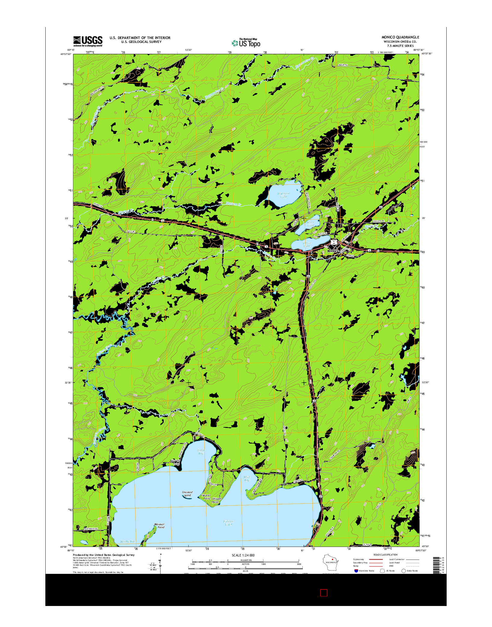 USGS US TOPO 7.5-MINUTE MAP FOR MONICO, WI 2015
