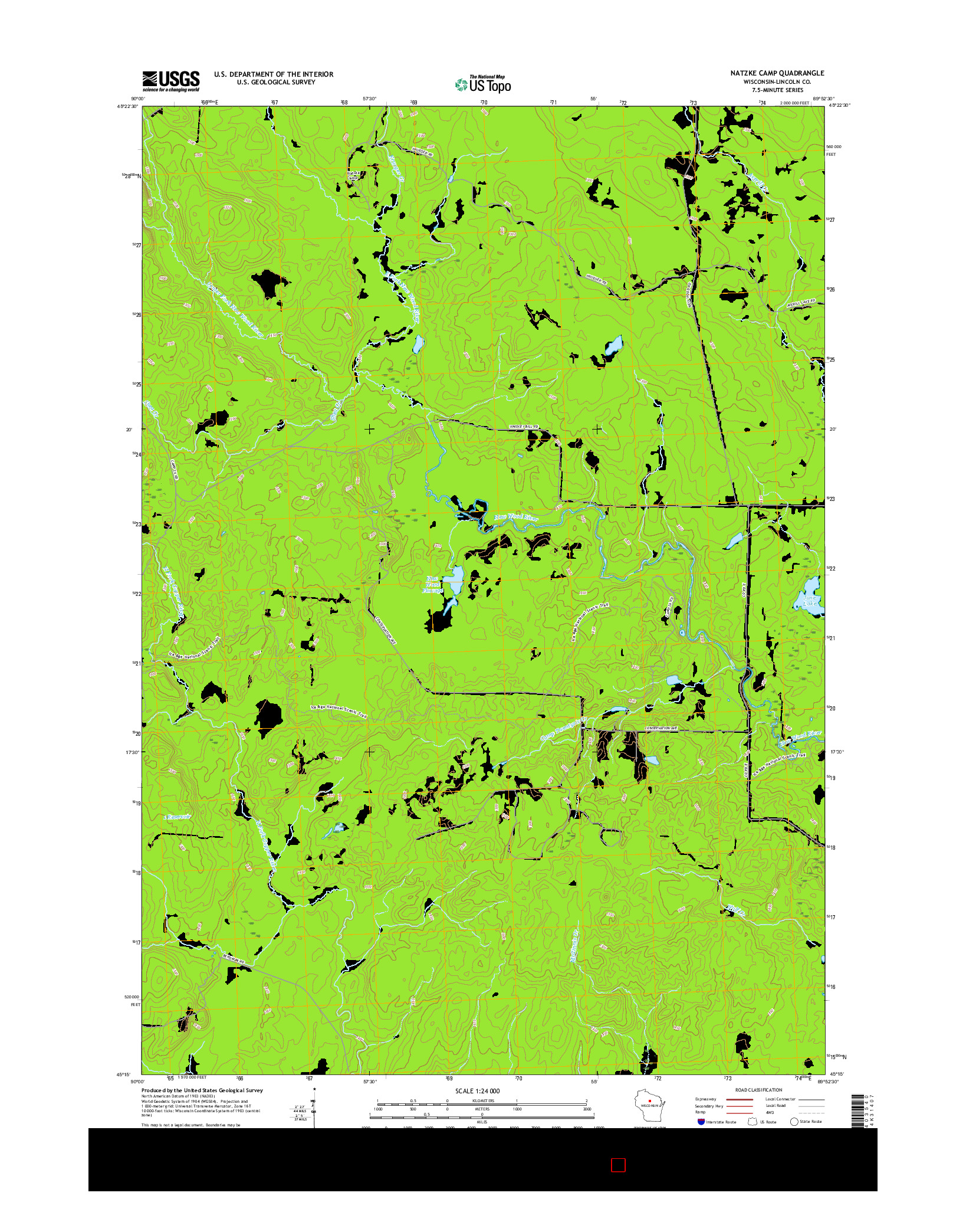 USGS US TOPO 7.5-MINUTE MAP FOR NATZKE CAMP, WI 2015