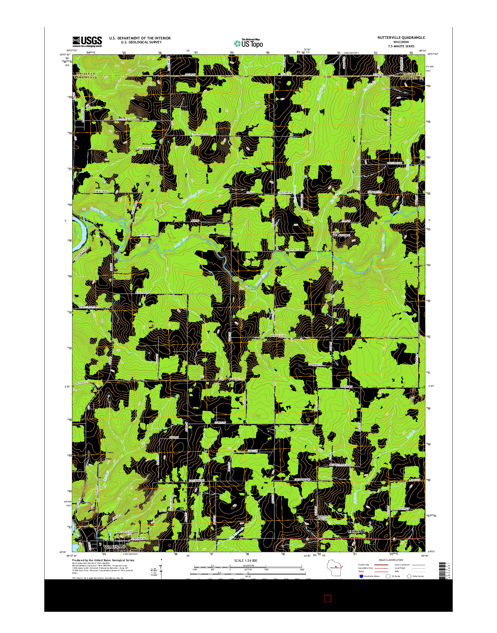 USGS US TOPO 7.5-MINUTE MAP FOR NUTTERVILLE, WI 2015