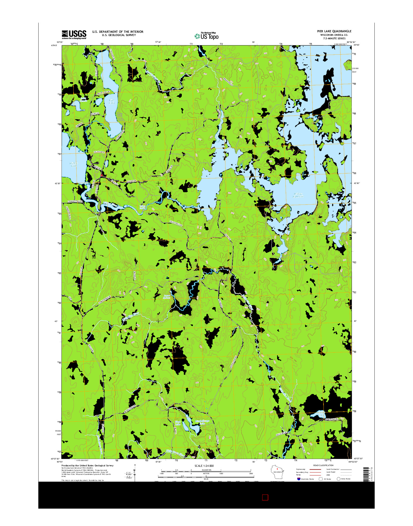 USGS US TOPO 7.5-MINUTE MAP FOR PIER LAKE, WI 2015