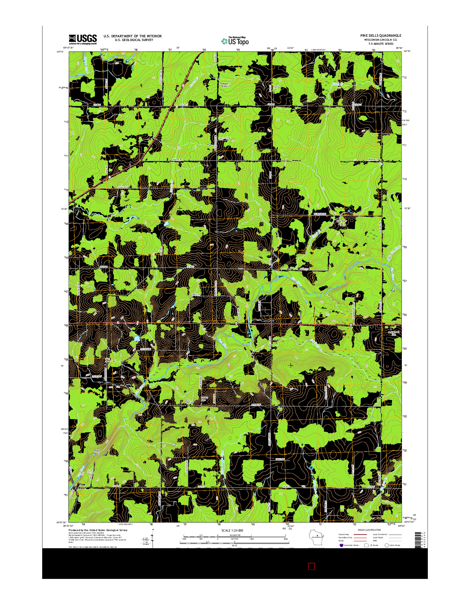 USGS US TOPO 7.5-MINUTE MAP FOR PINE DELLS, WI 2015